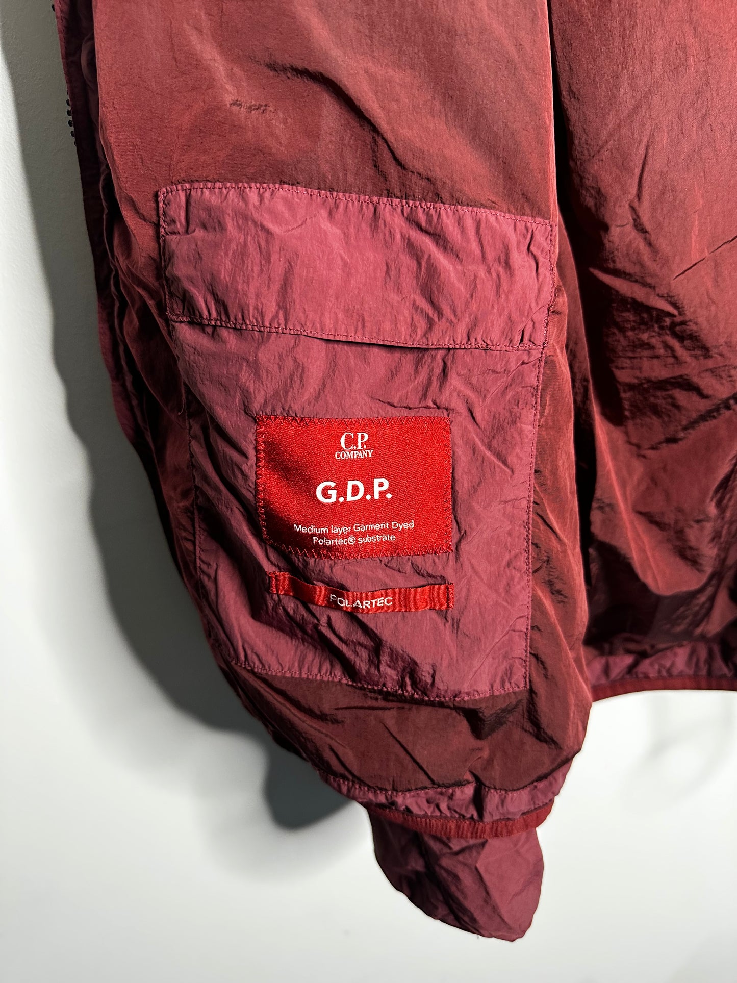 C.P. Company Burgundy G.D.P. Hooded Polartec Goggle Jacket - Extra Large