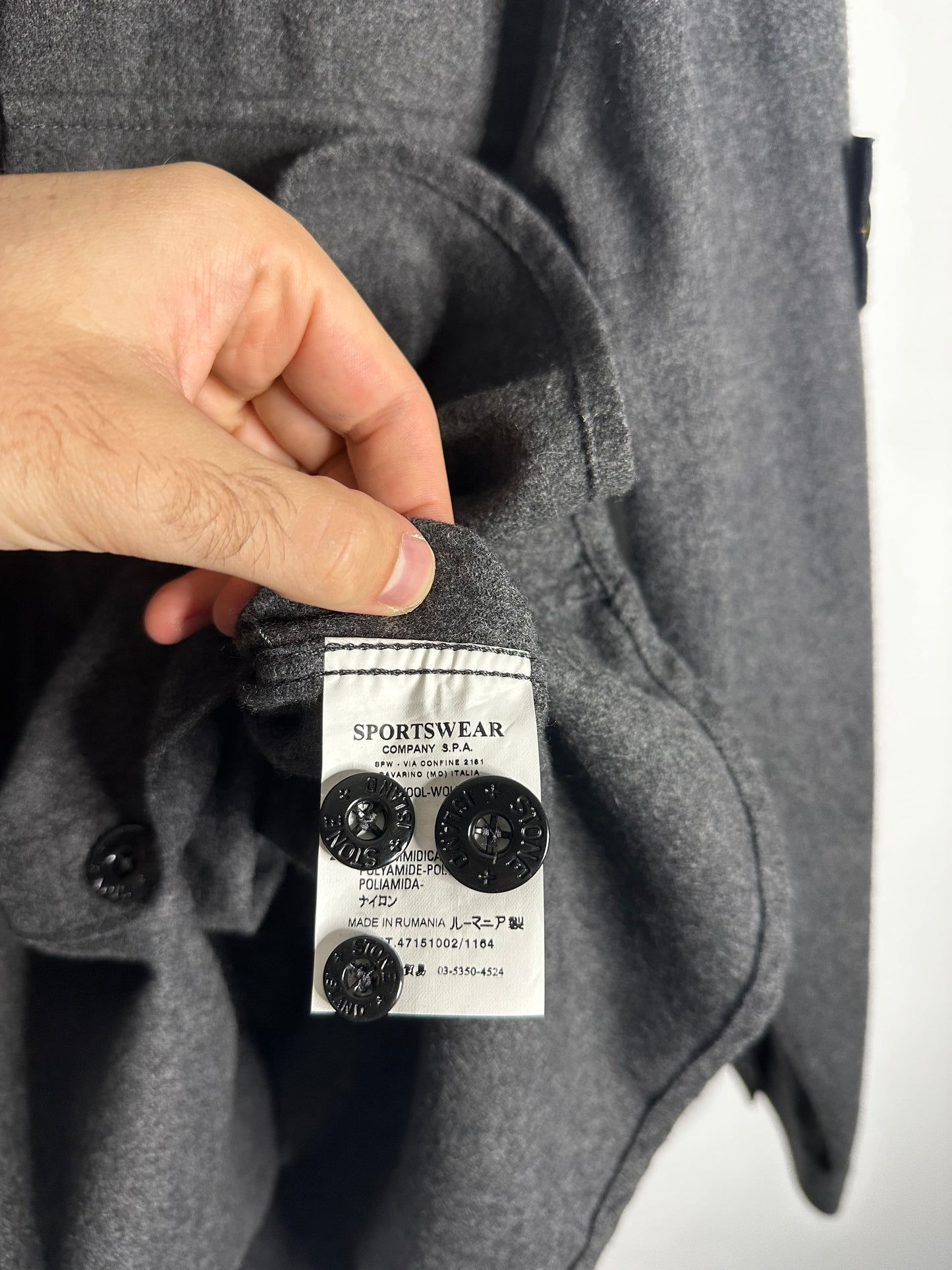 Stone Island Grey Wool Blend Button Shirt - XXL