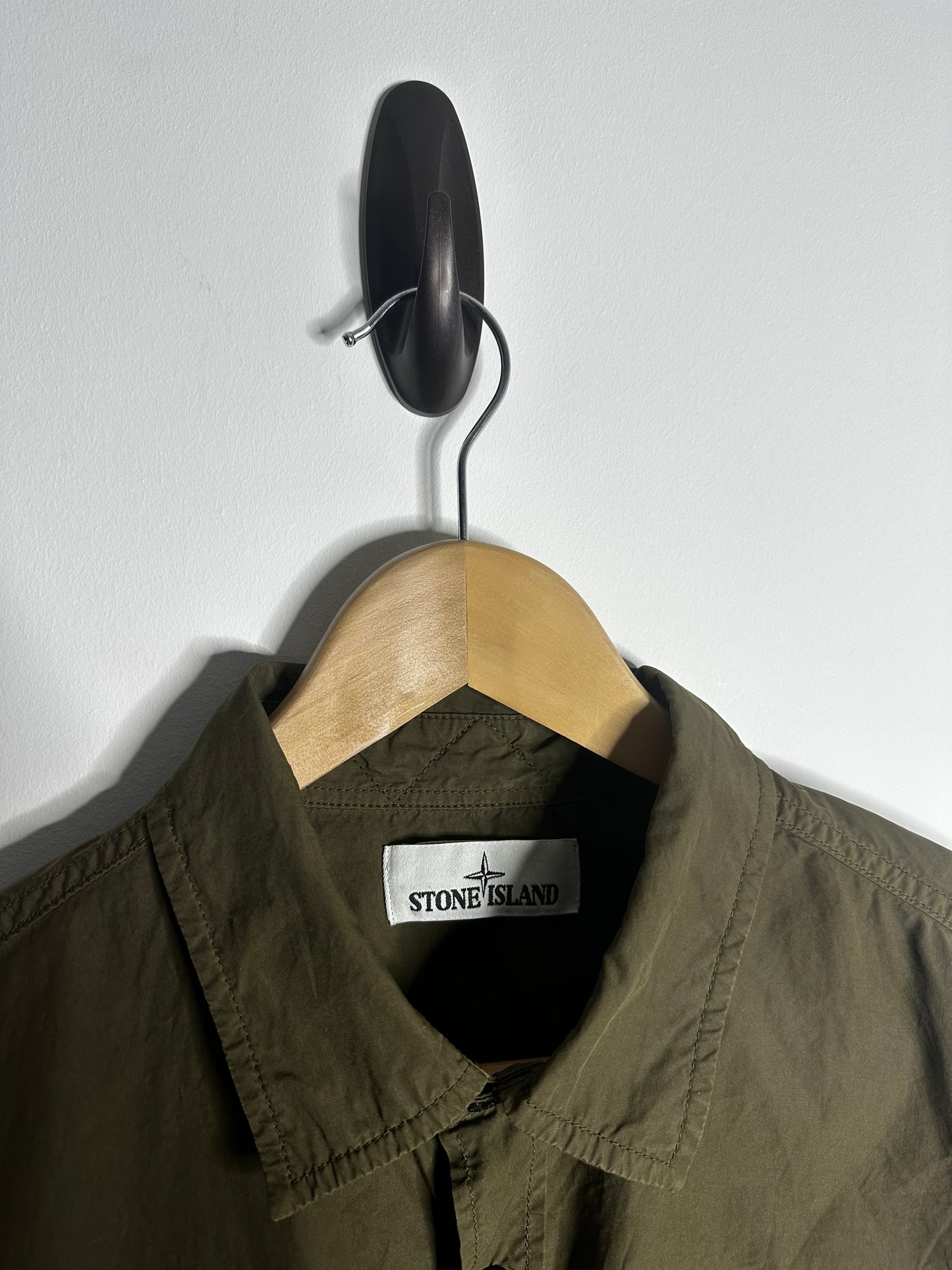 Stone Island Khaki Button Fasten Overshirt - Large