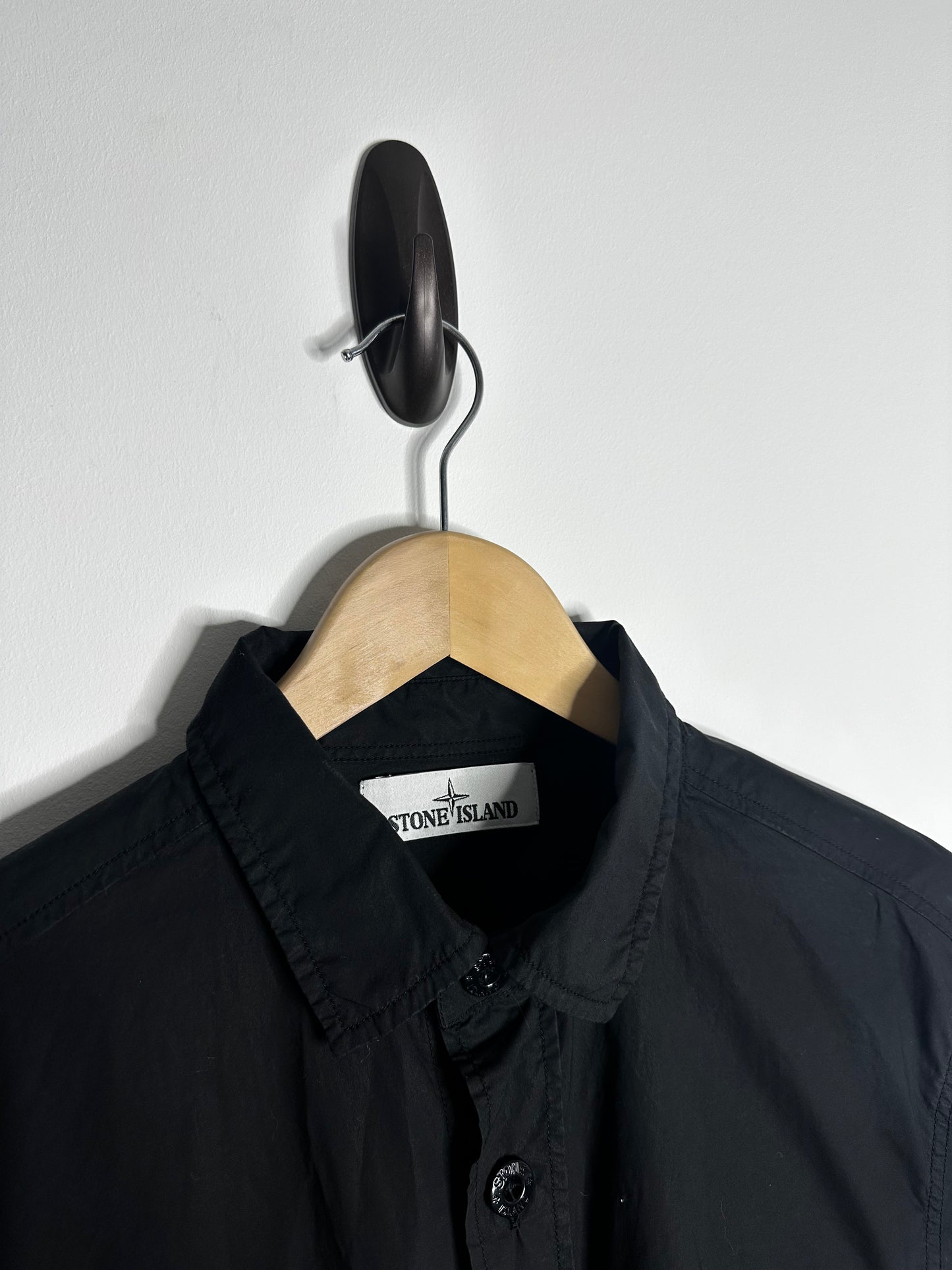 Stone Island Black Button Shirt - Medium