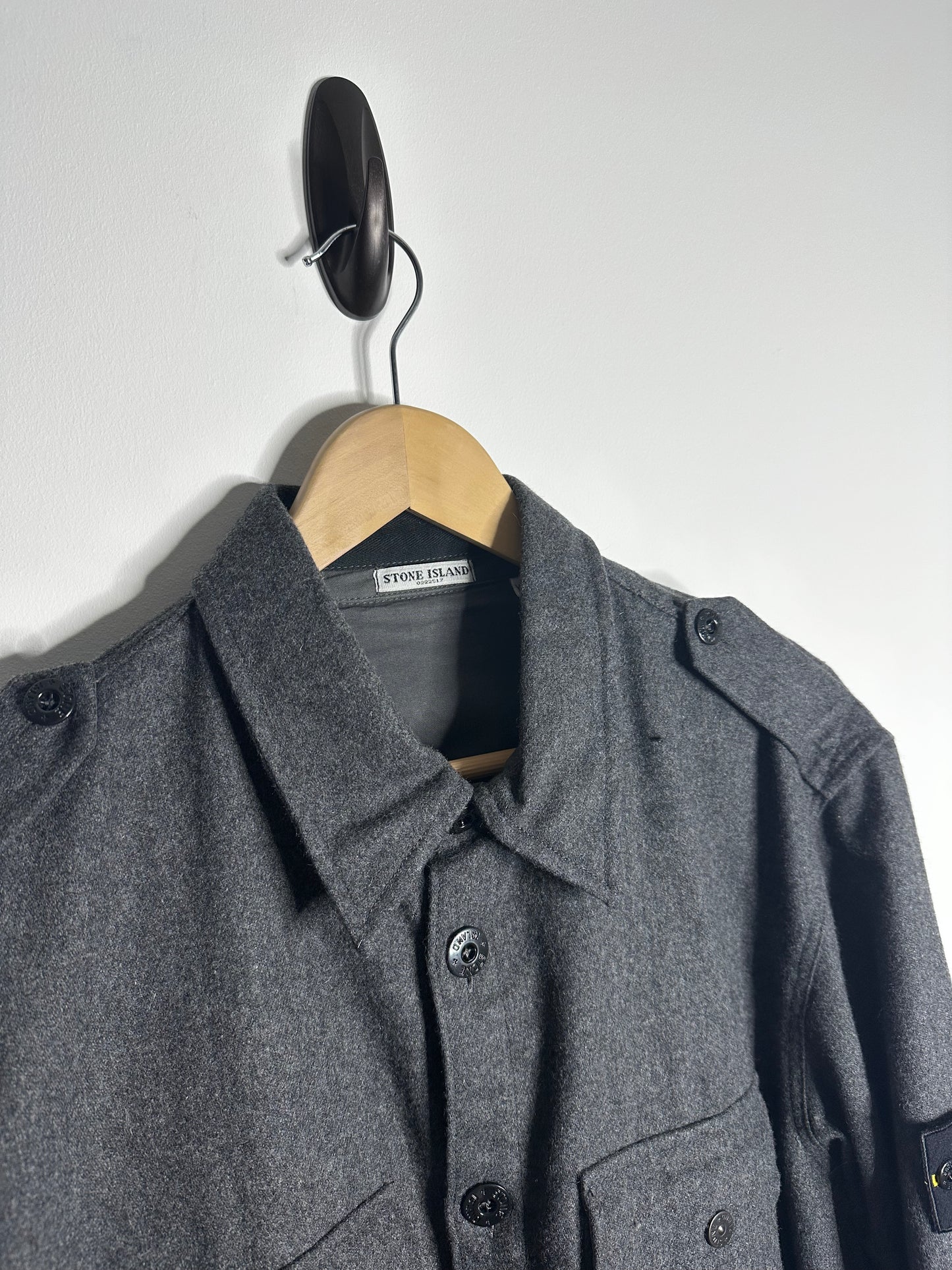 Stone Island Grey Wool Blend Button Shirt - XXL