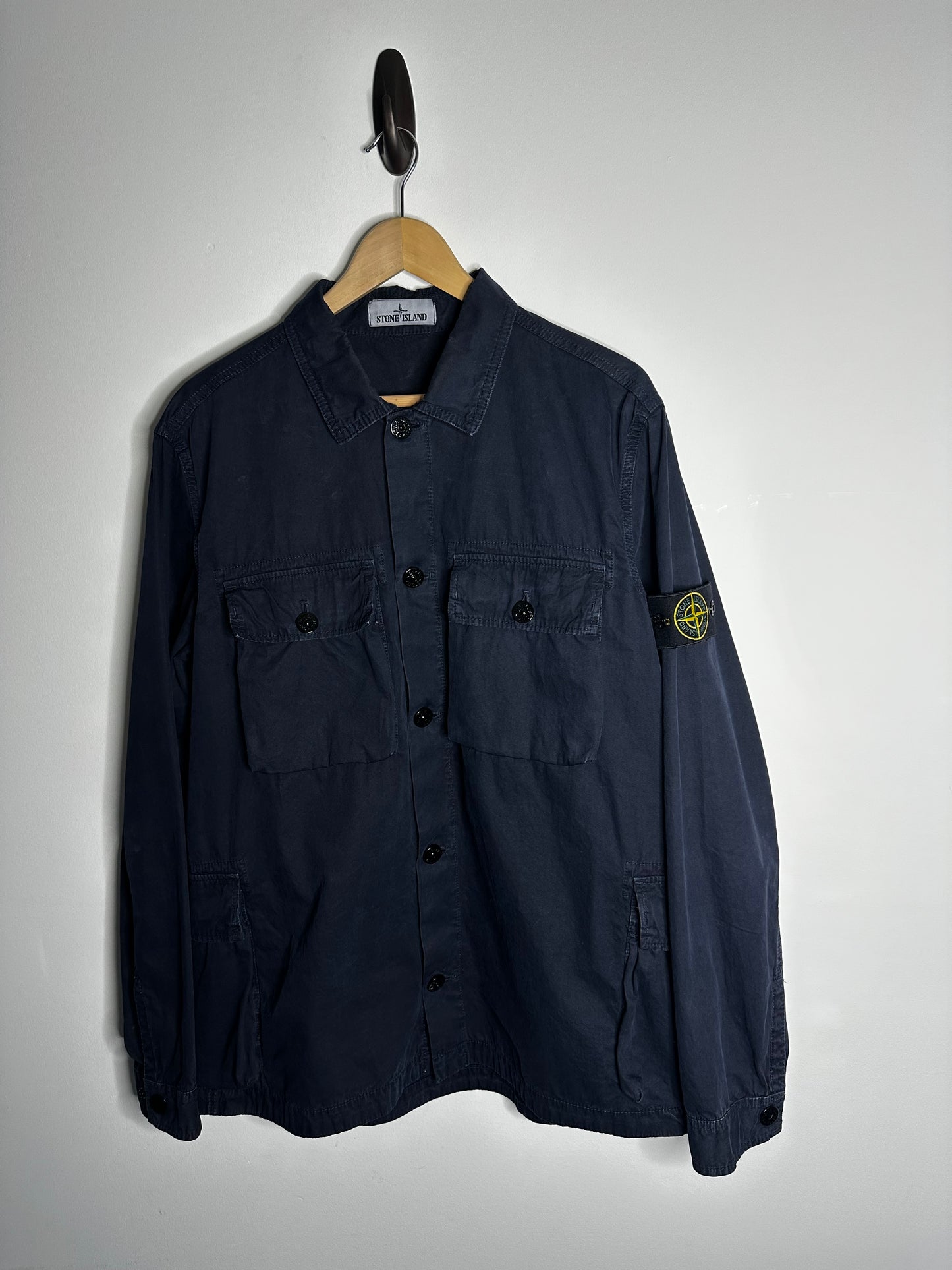 Stone Island Navy Old Treatment Multi Pocket Overshirt - Extra Large
