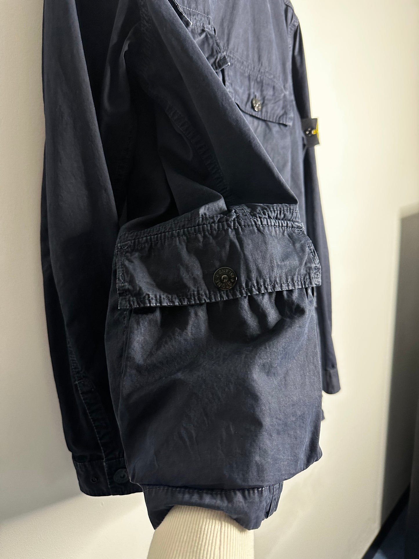 Stone Island Navy Old Treatment Multi Pocket Overshirt - Extra Large