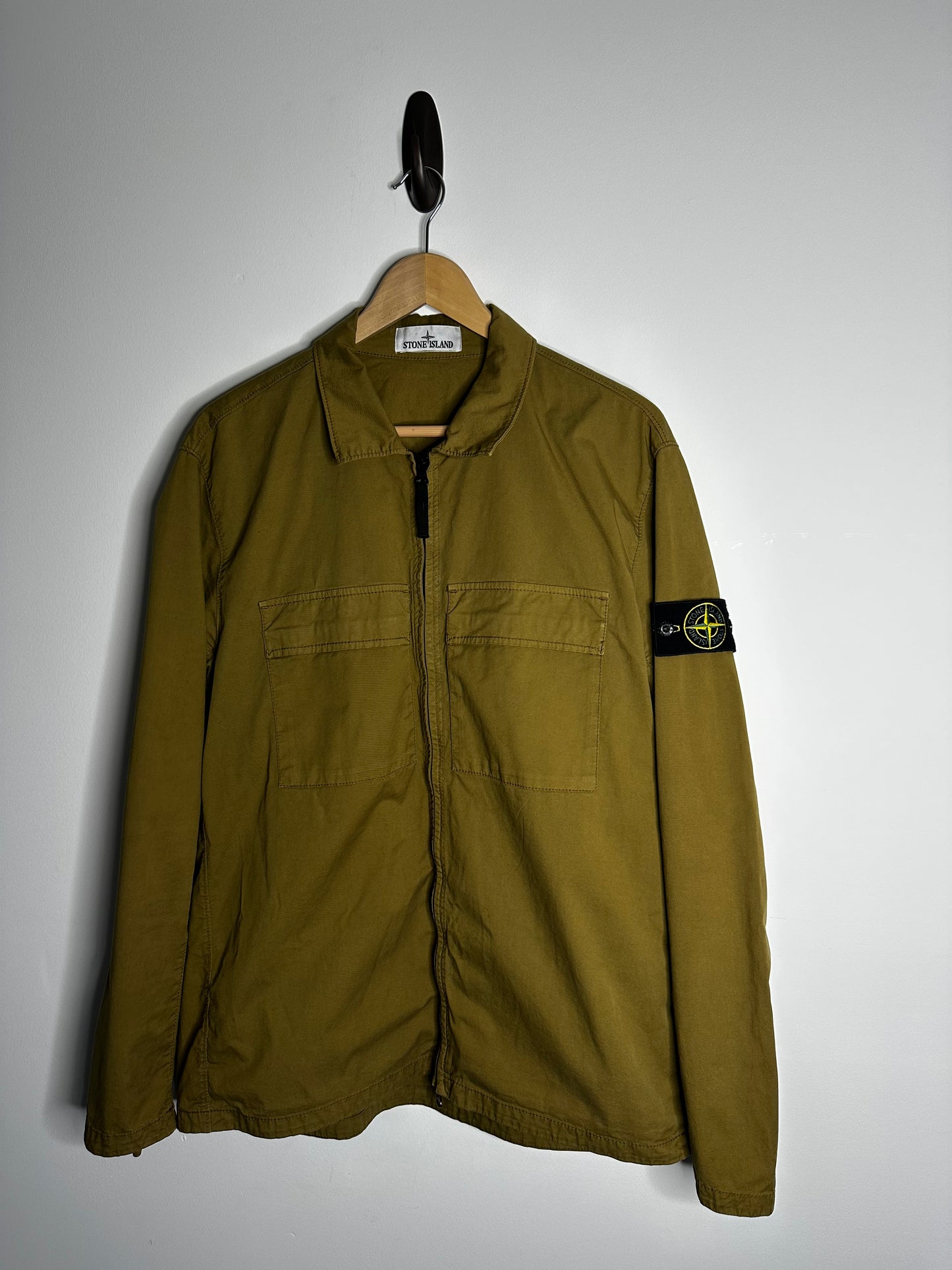 Stone Island Olive Supima Cotton Twill Stretch - TC Overshirt - Extra Large