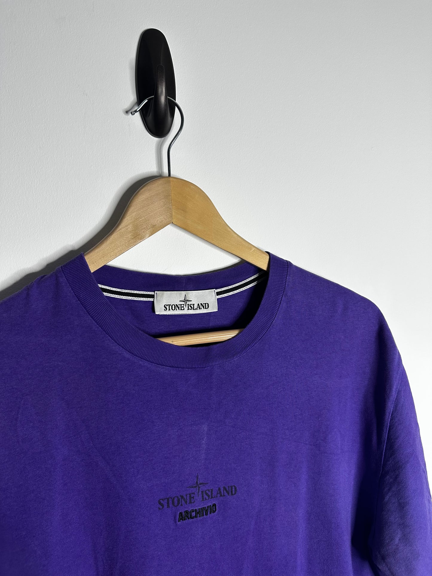 Stone Island Purple Archivio Raso Gommato 40th Anniversary T - Shirt - Large