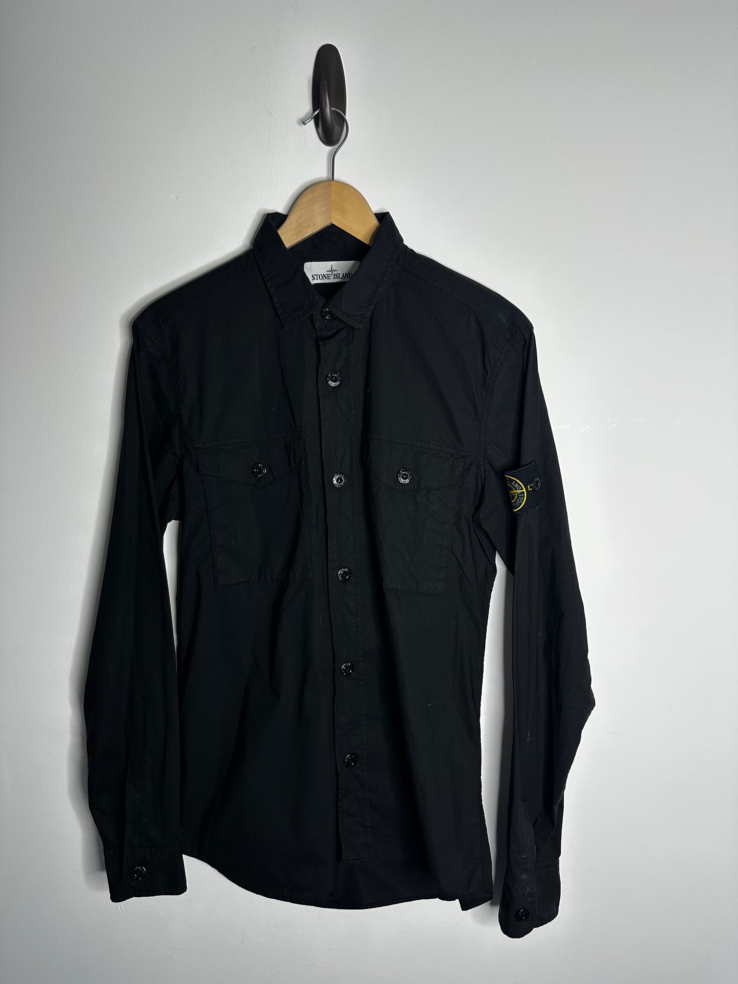 Stone Island Black Button Shirt - Medium