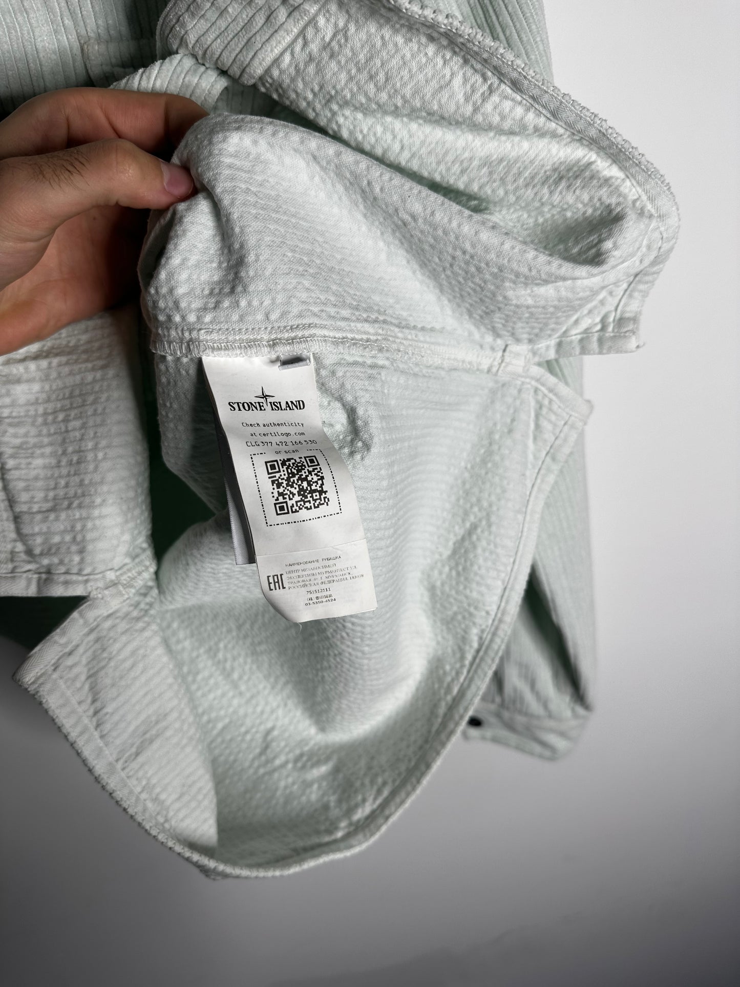 Stone Island Mint Blue Corduroy Overshirt - Medium