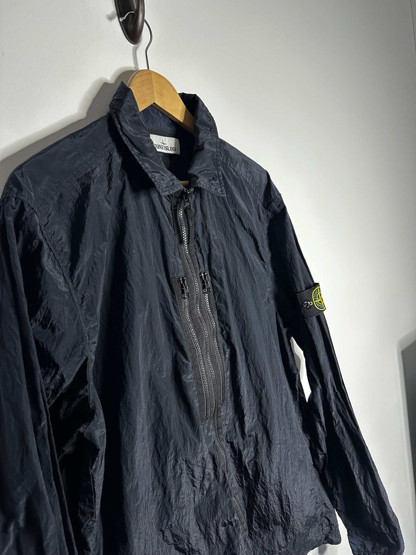 Stone Island Navy Nylon Metal Overshirt - Large