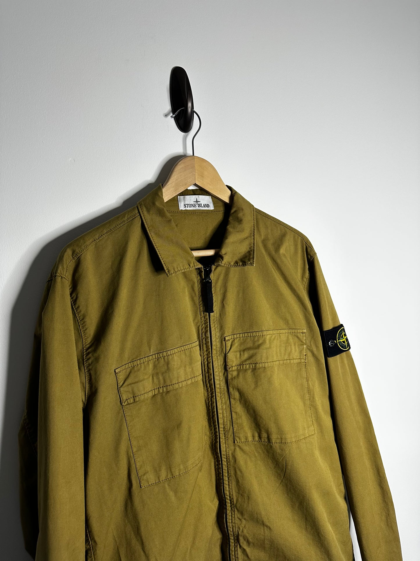 Stone Island Olive Supima Cotton Twill Stretch - TC Overshirt - Extra Large
