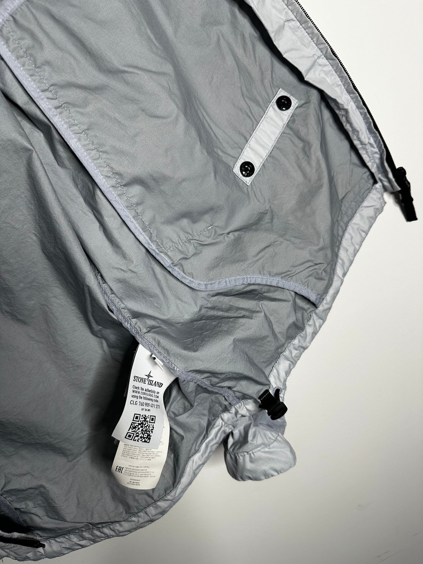 Stone Island Blue Membrana 3L TC Hooded Jacket - Large
