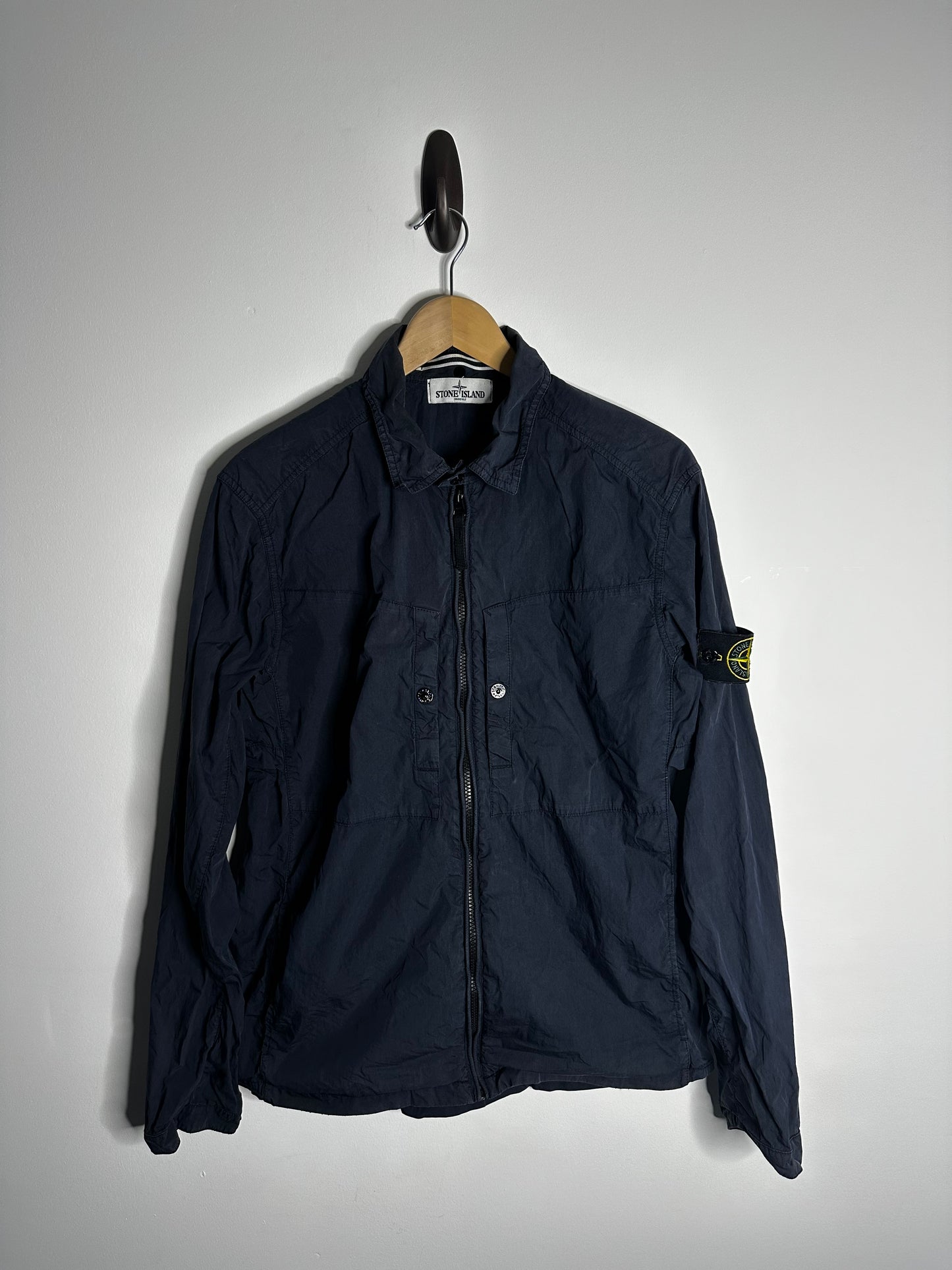 Stone Island Navy Garment Dyed Overshirt - Large
