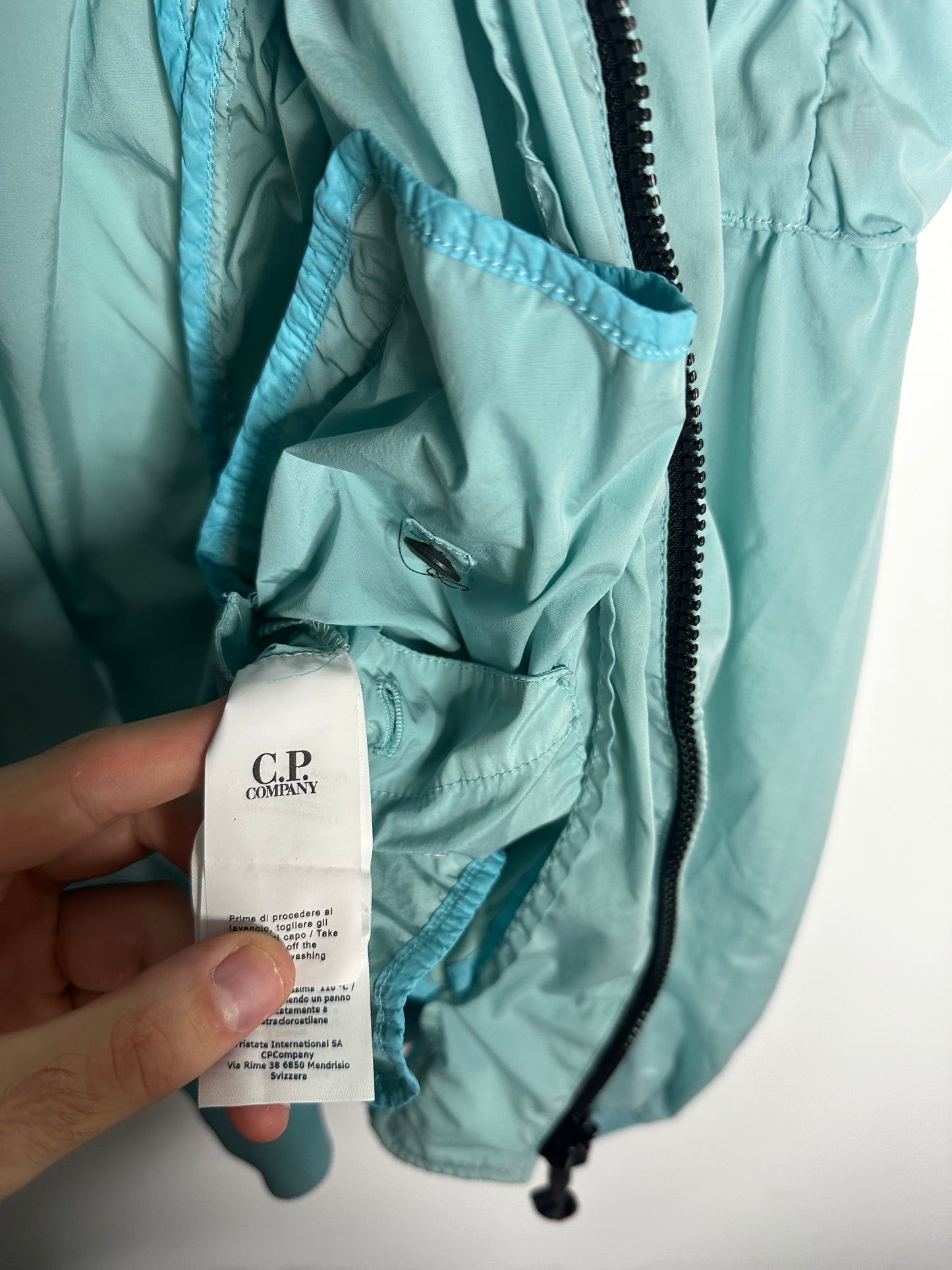 C.P. Company Light Blue Nycra Bomber Jacket - Large