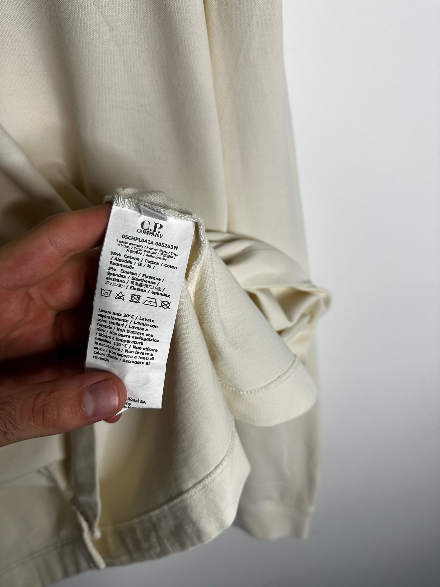 C.P. Company Cream Long Sleeve Polo Shirt - XXL