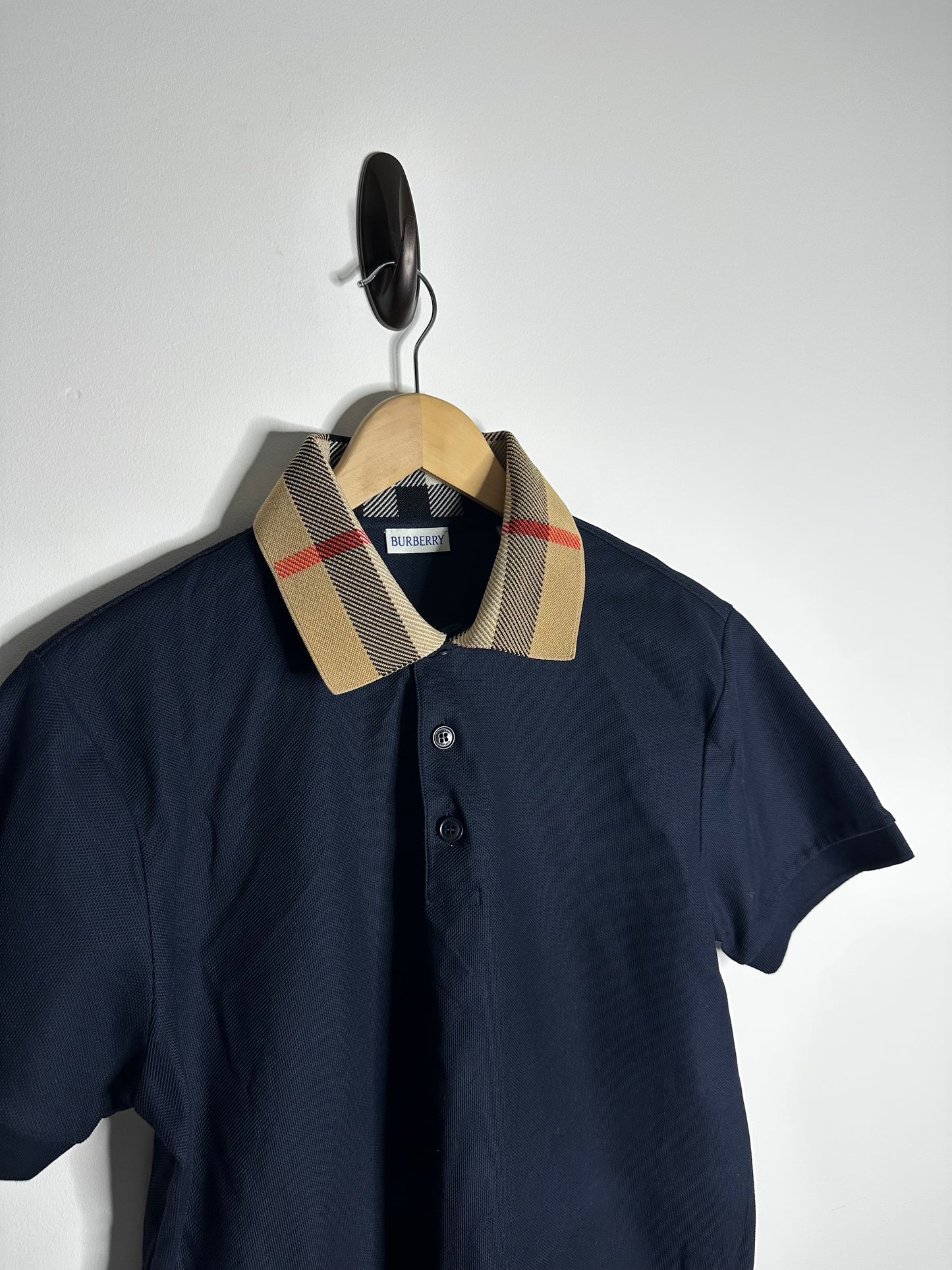 Burberry Smoked Navy Nova Check Collar Polo Shirt - Medium
