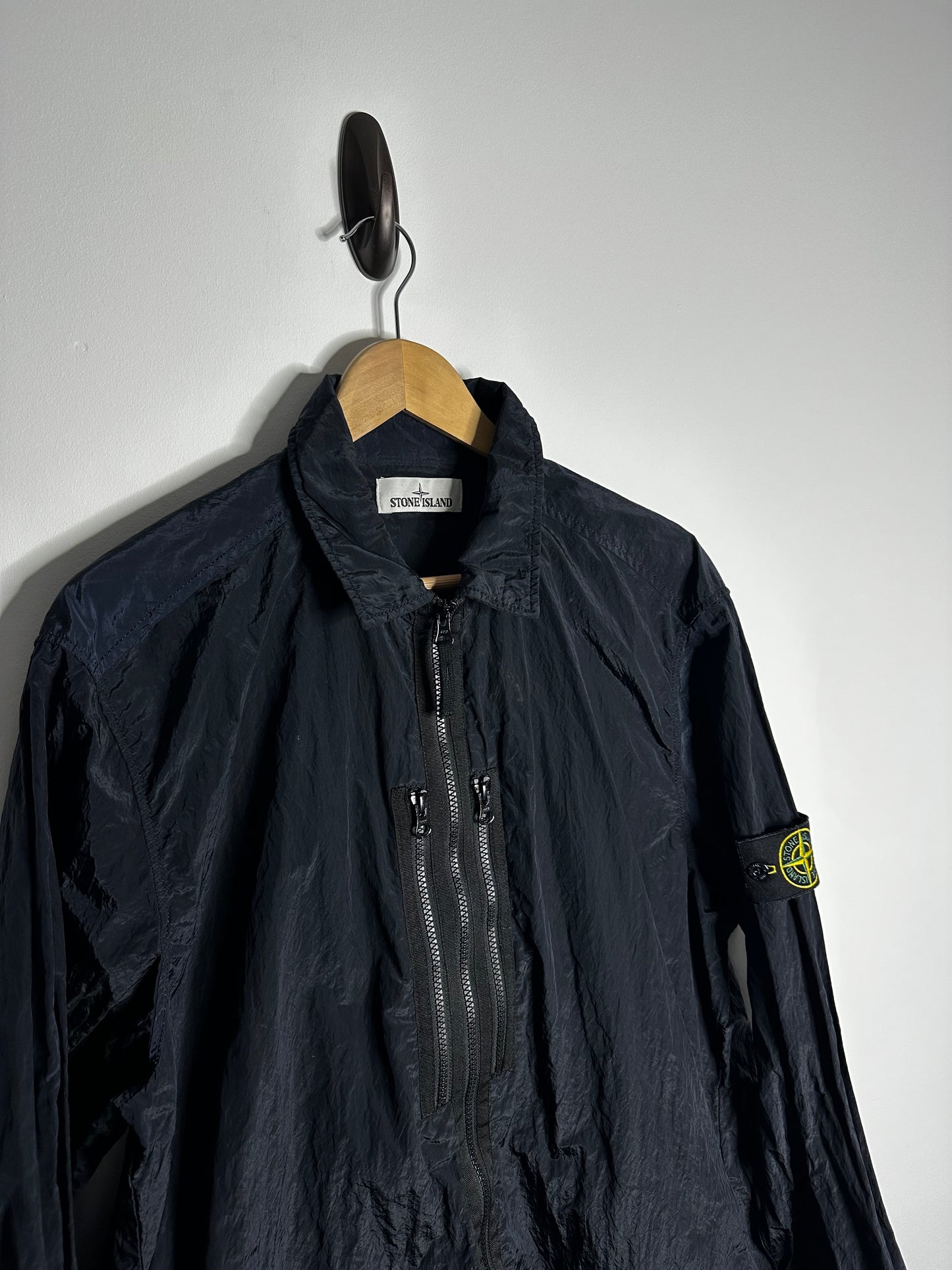 Stone Island Navy Nylon Metal Overshirt - Large