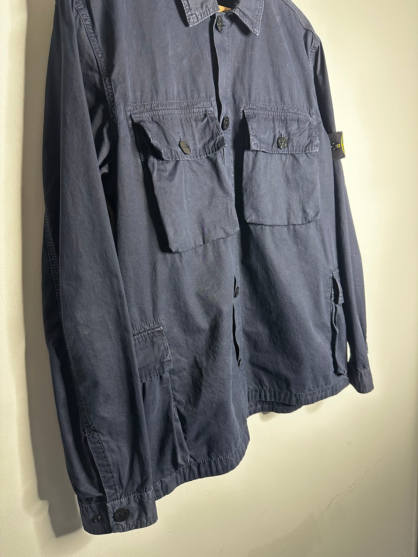 Stone Island Navy Old Treatment Multi Pocket Overshirt - Extra Large
