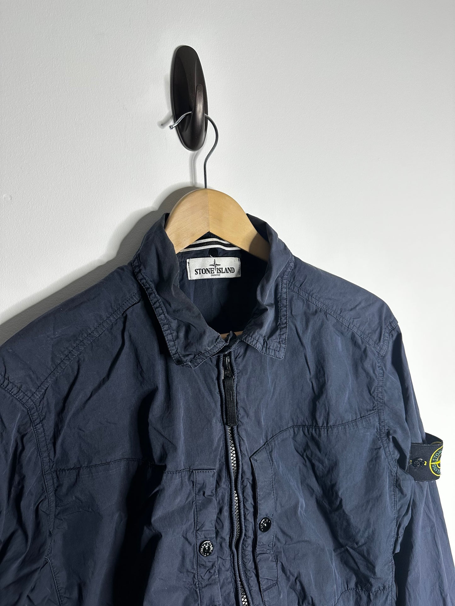 Stone Island Navy Garment Dyed Overshirt - Large