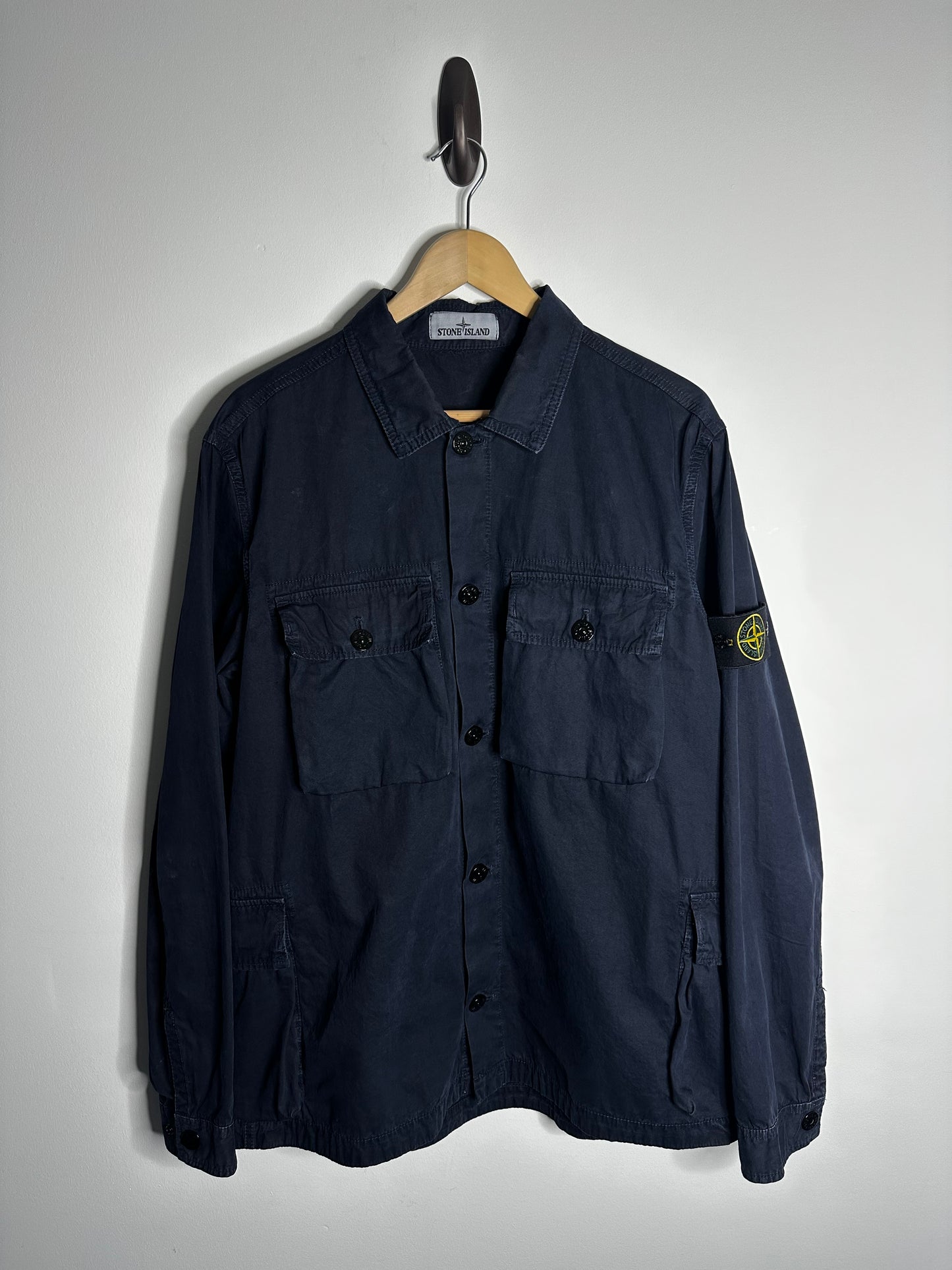 Stone Island Navy Old Treatment Multi Pocket Overshirt - Extra Large