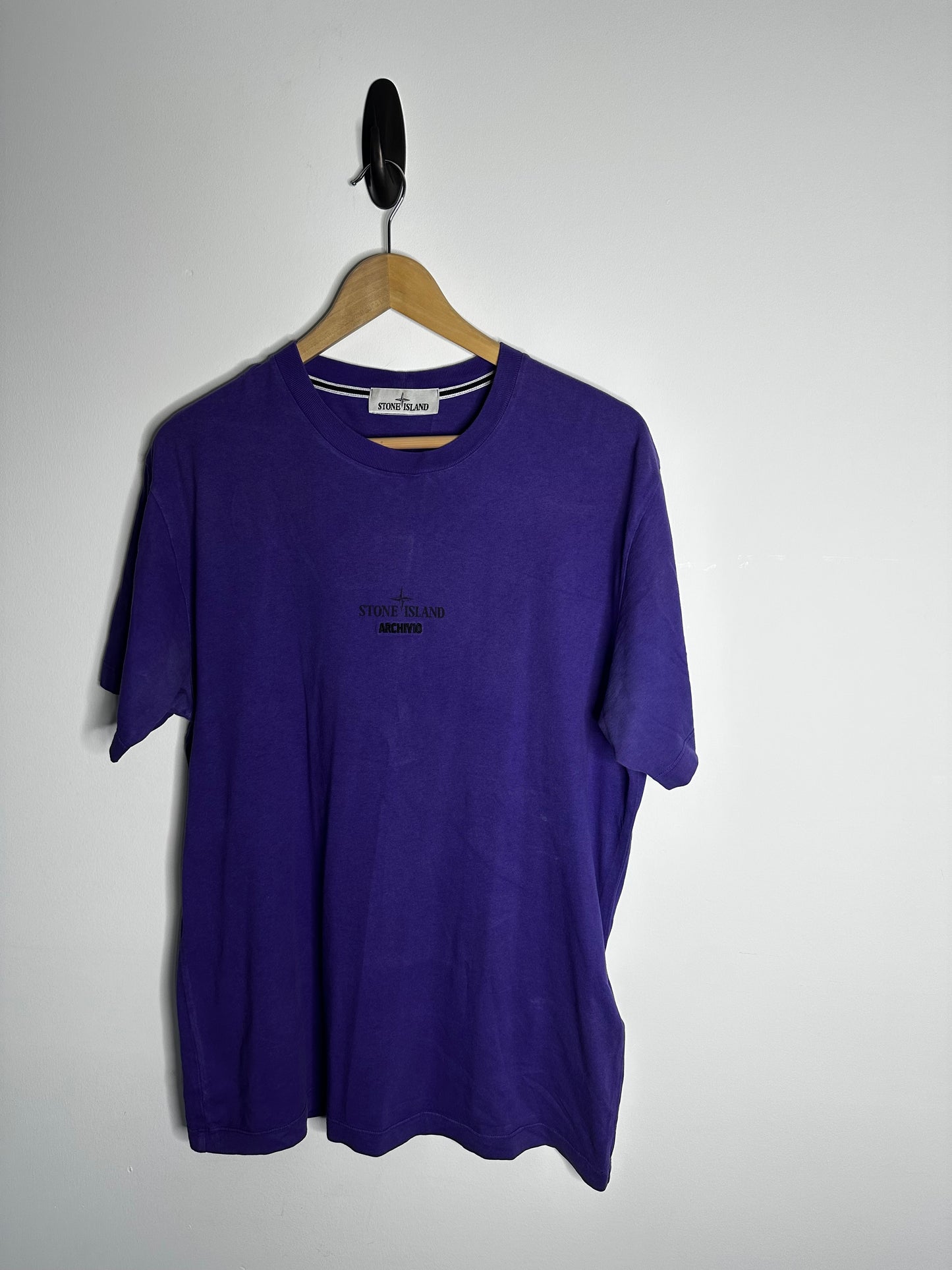 Stone Island Purple Archivio Raso Gommato 40th Anniversary T - Shirt - Large