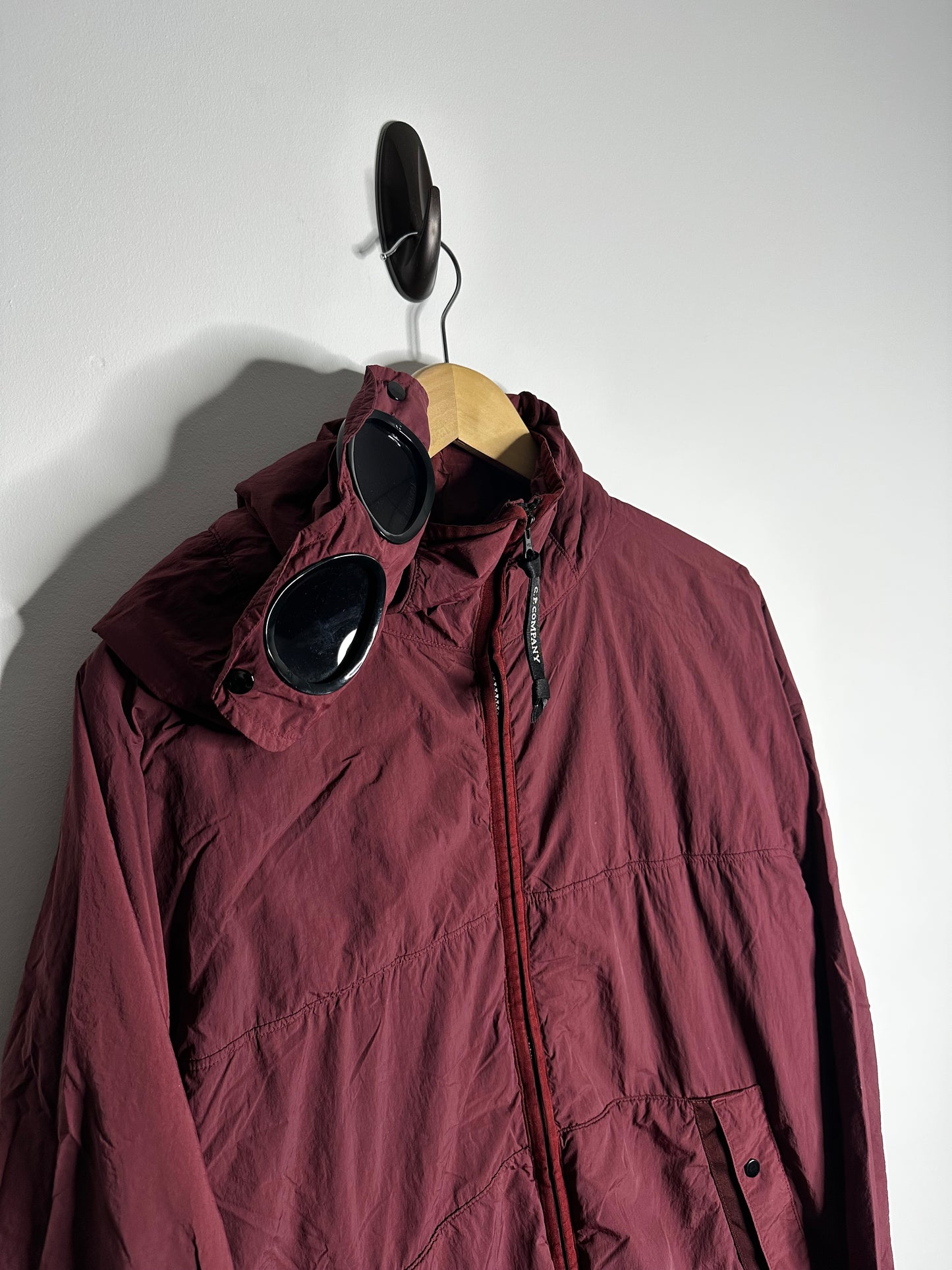 C.P. Company Burgundy G.D.P. Hooded Polartec Goggle Jacket - Extra Large