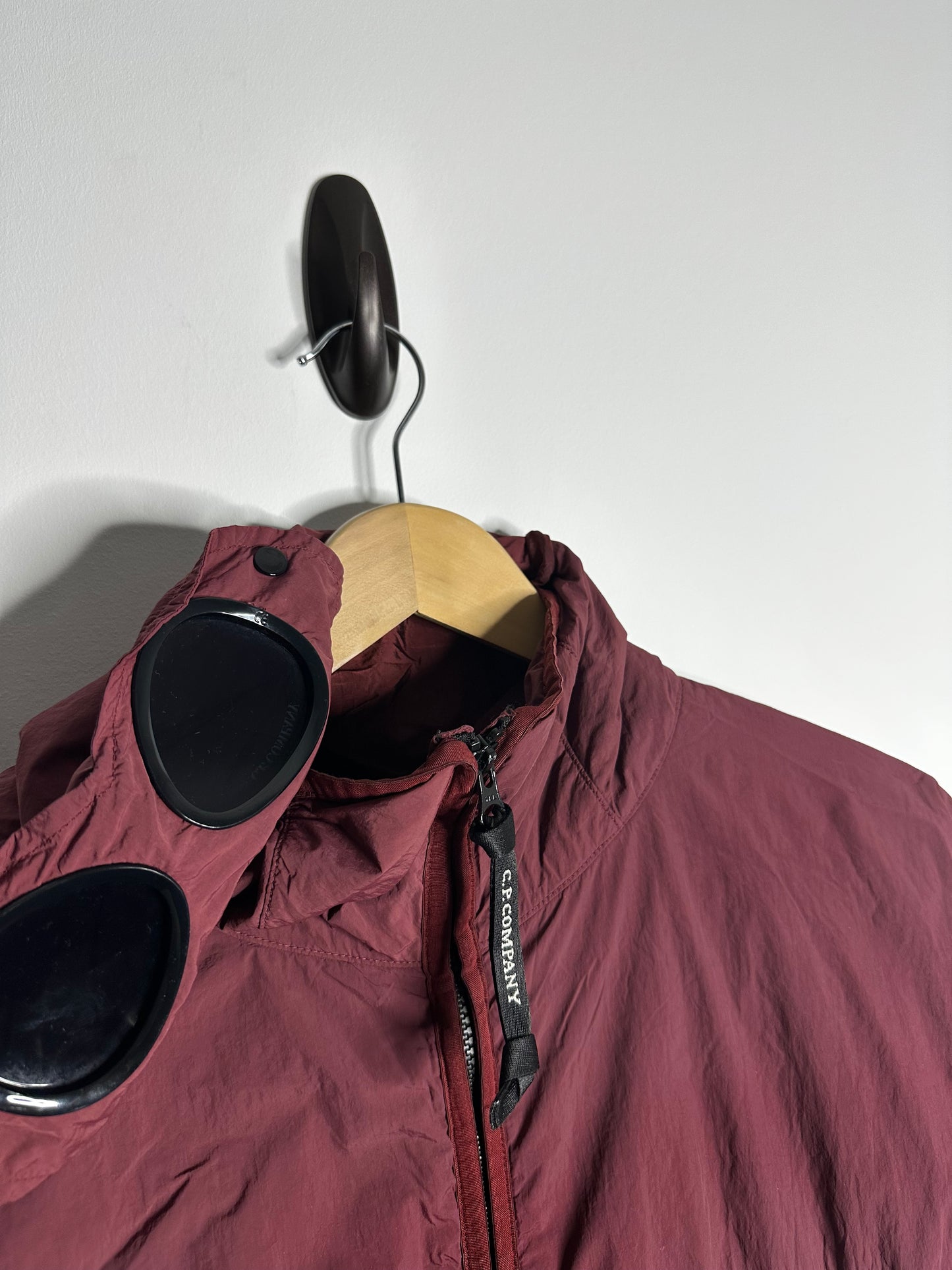 C.P. Company Burgundy G.D.P. Hooded Polartec Goggle Jacket - Extra Large