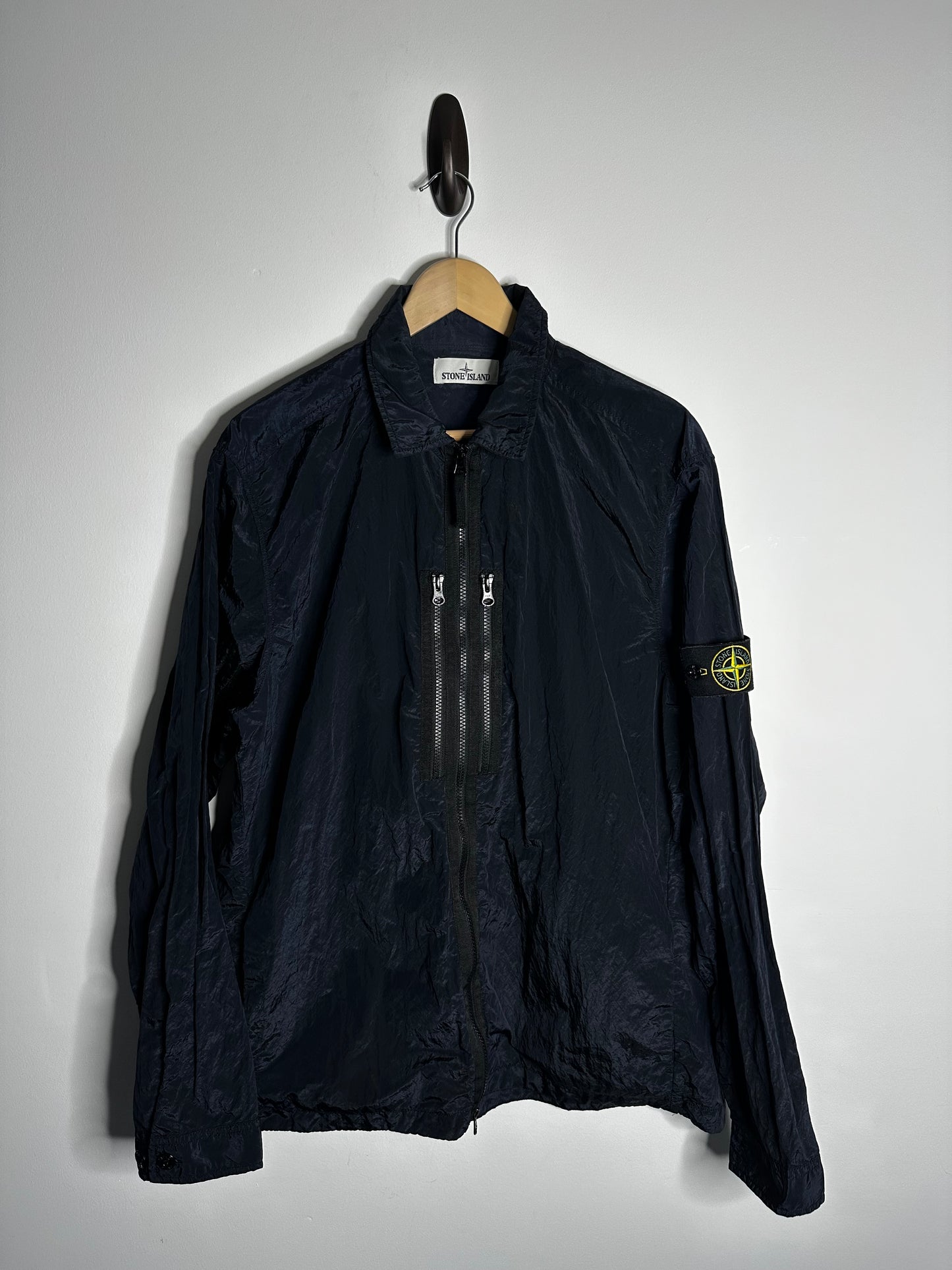 Stone Island Navy Nylon Metal Overshirt - Large