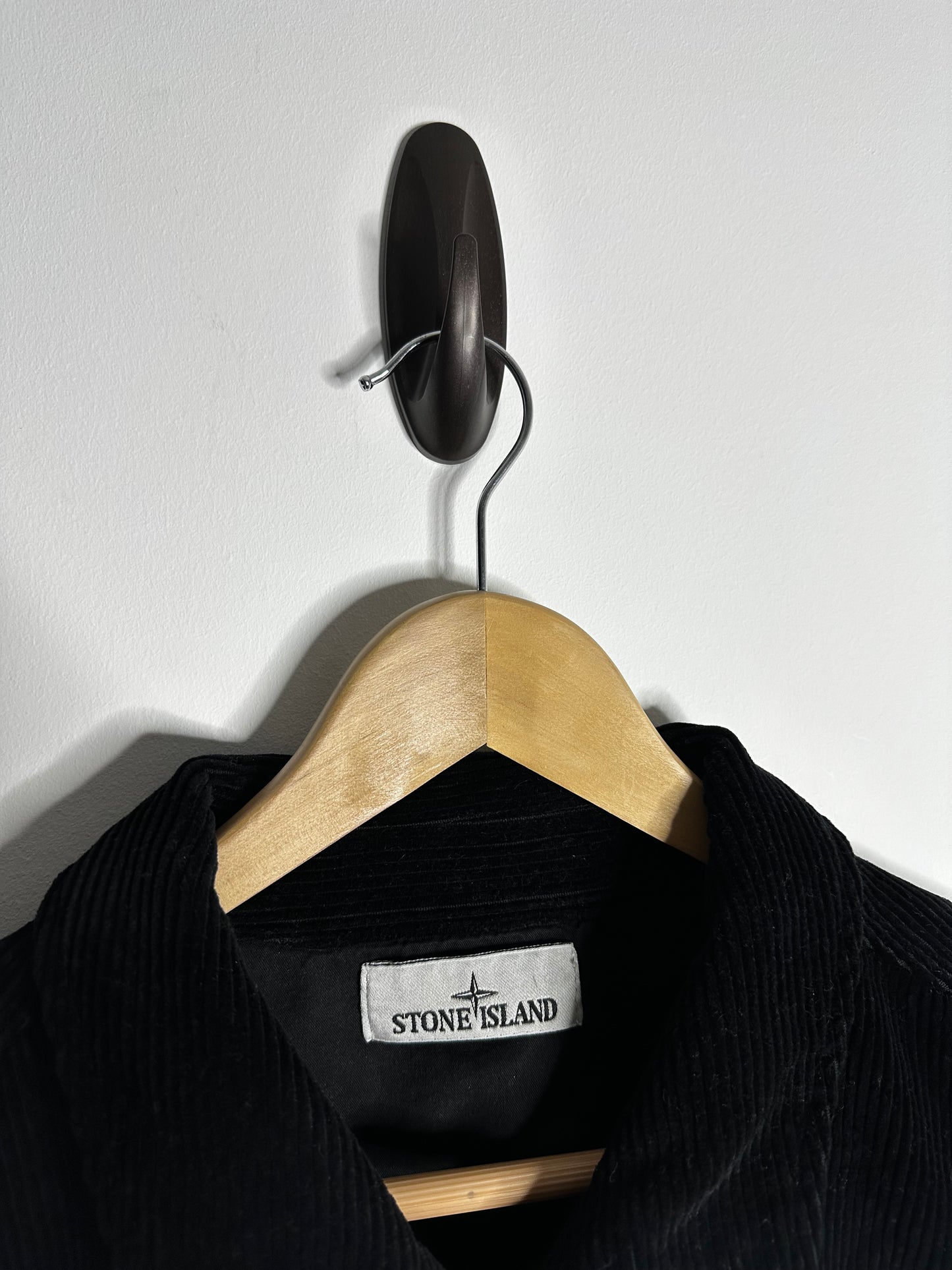 Stone Island Black Corduroy Zip Overshirt - Large