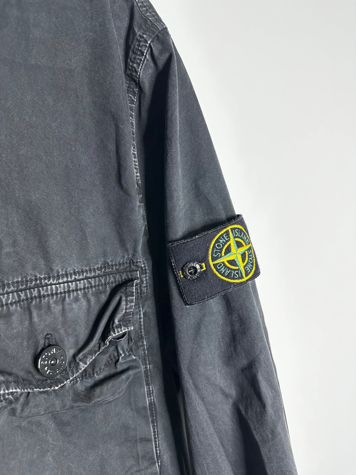 Stone Island Black Garment Dyed Overshirt - Large