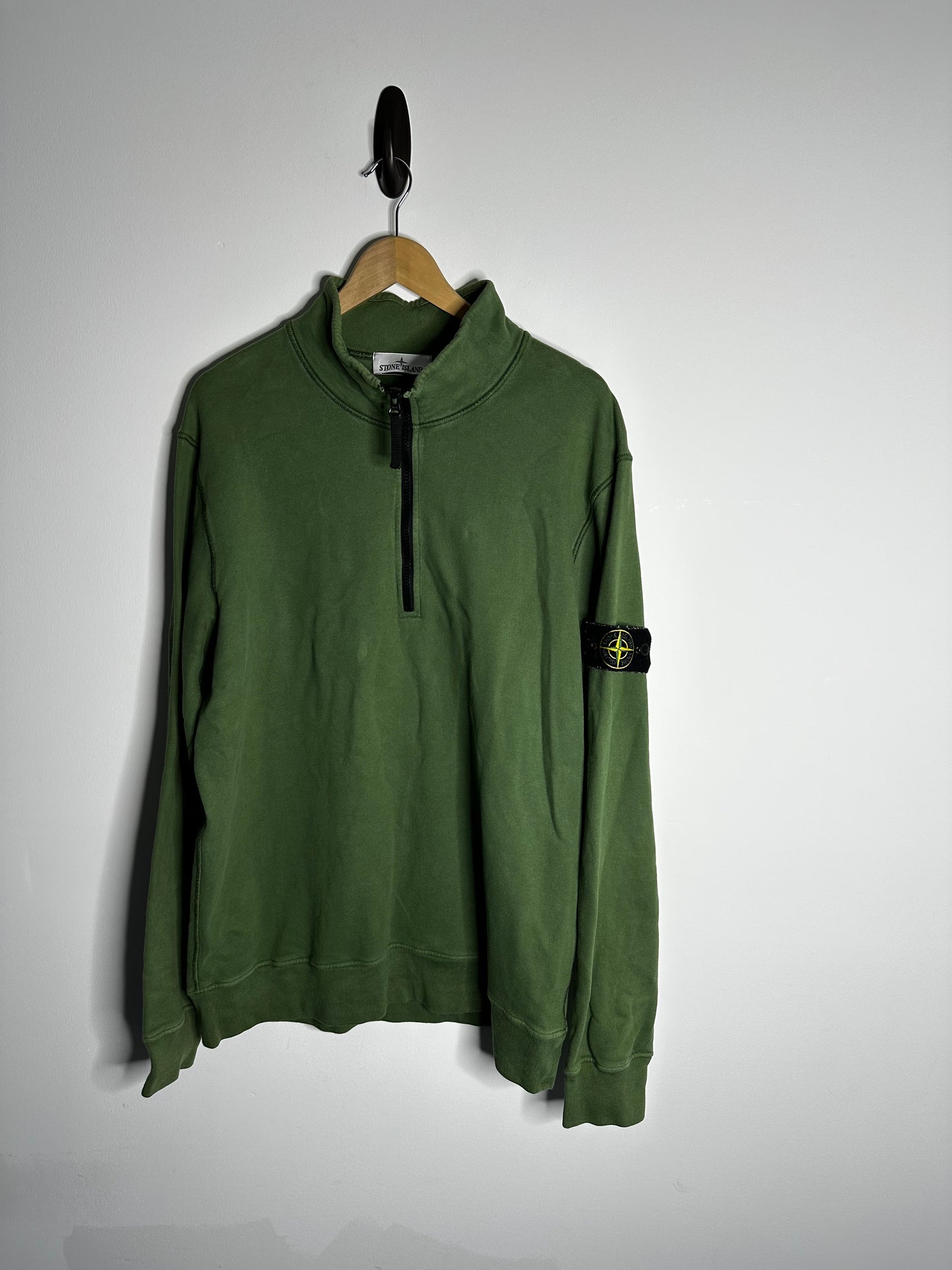 Stone Island Green Quarter Zip Sweatshirt - XXL