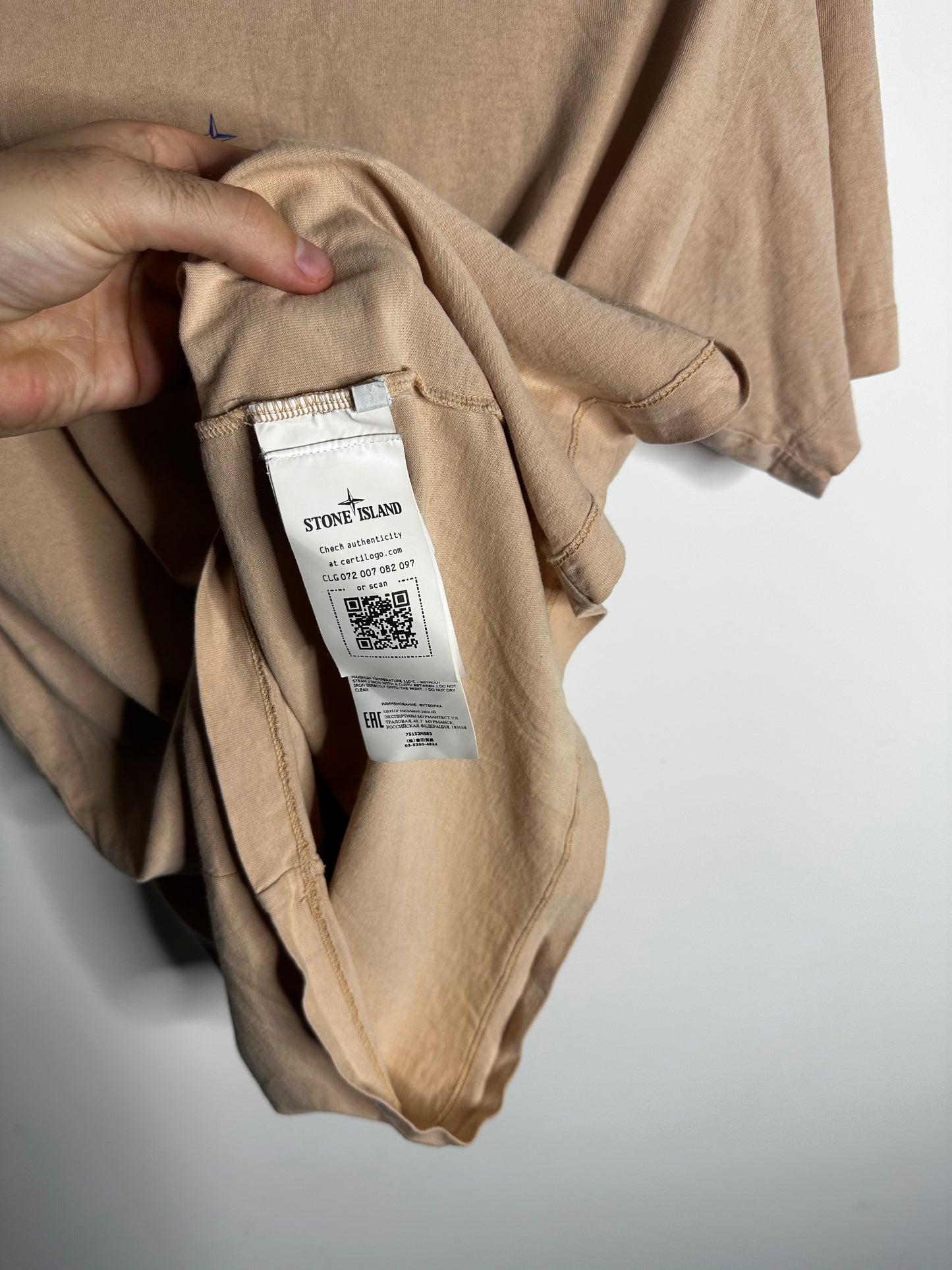 Stone Island Peach Graphic Print T - Shirt - Medium