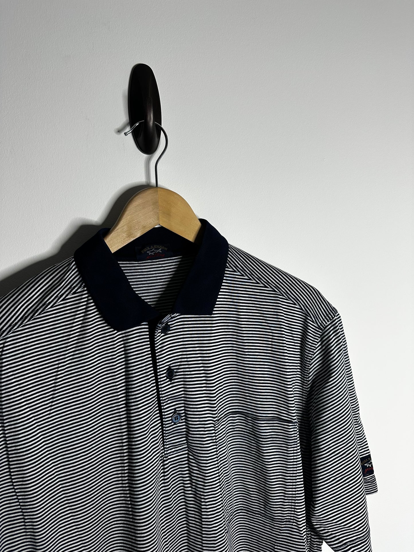 Paul & Shark Navy & White Striped Polo Shirt - Extra Large