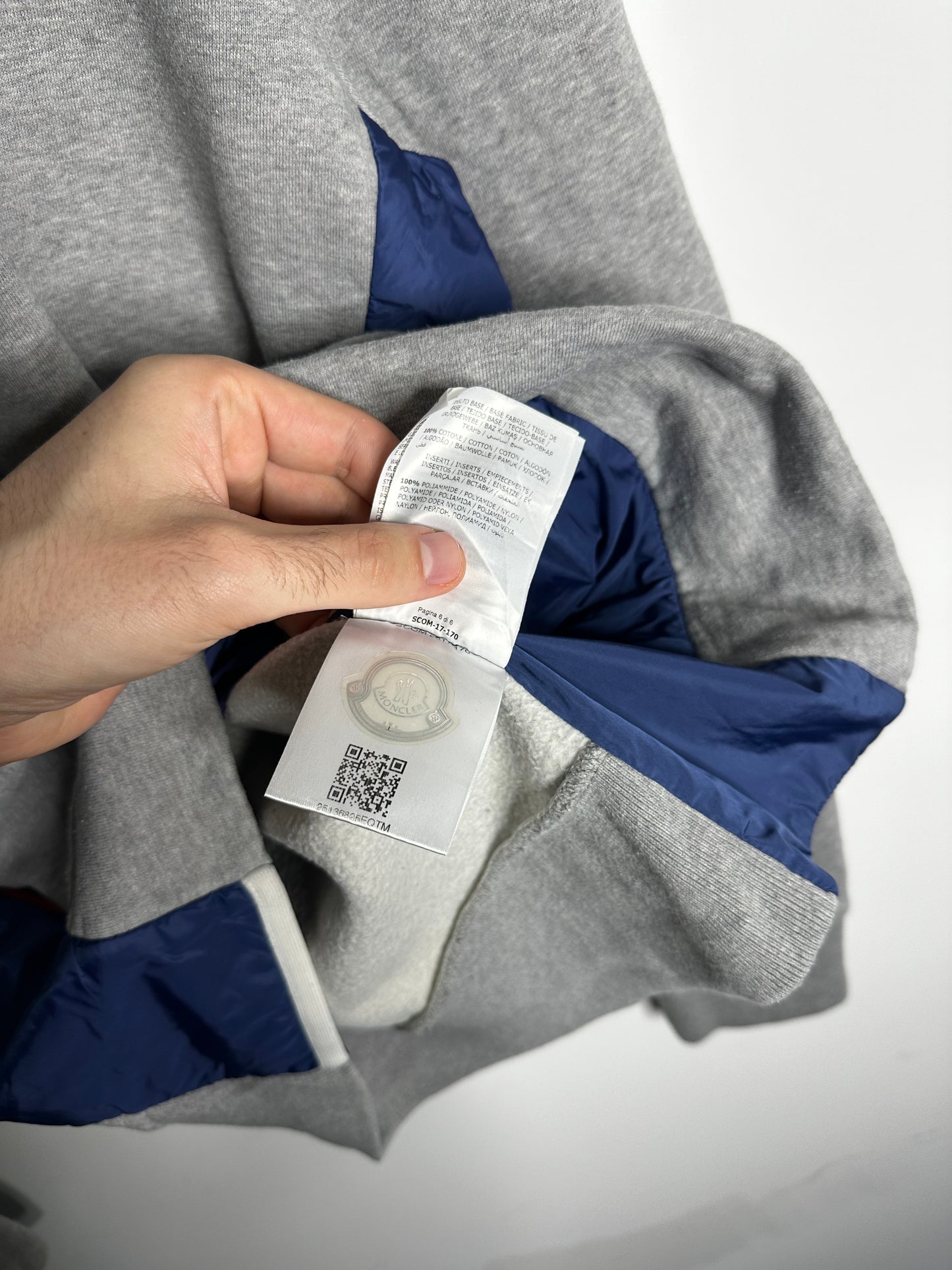 Moncler Grey Nylon Panel Sweatshirt - XXL