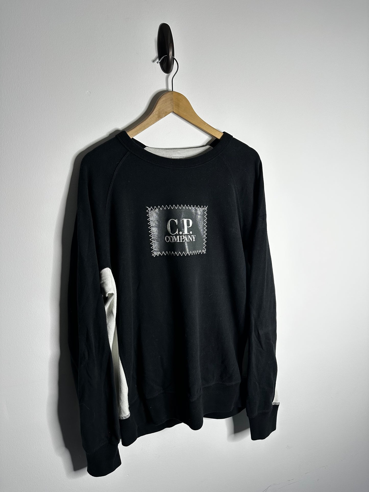 C.P. Company Black & White Box Logo Sweatshirt - Extra Large