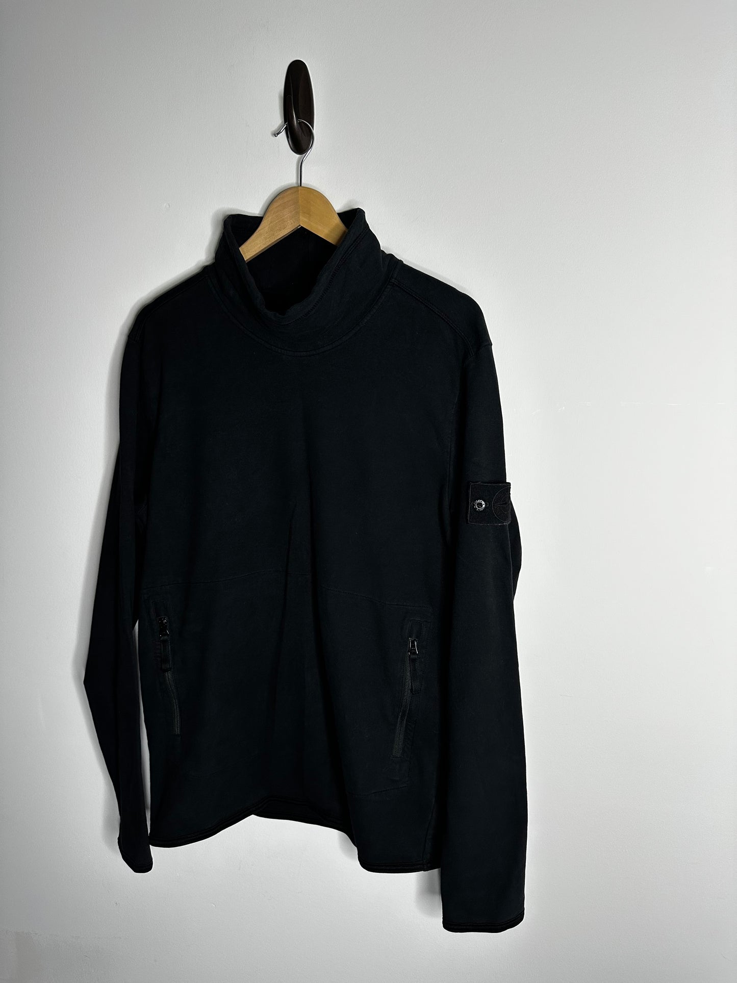 Stone Island Black Ghost Mock Neck Sweatshirt - Large