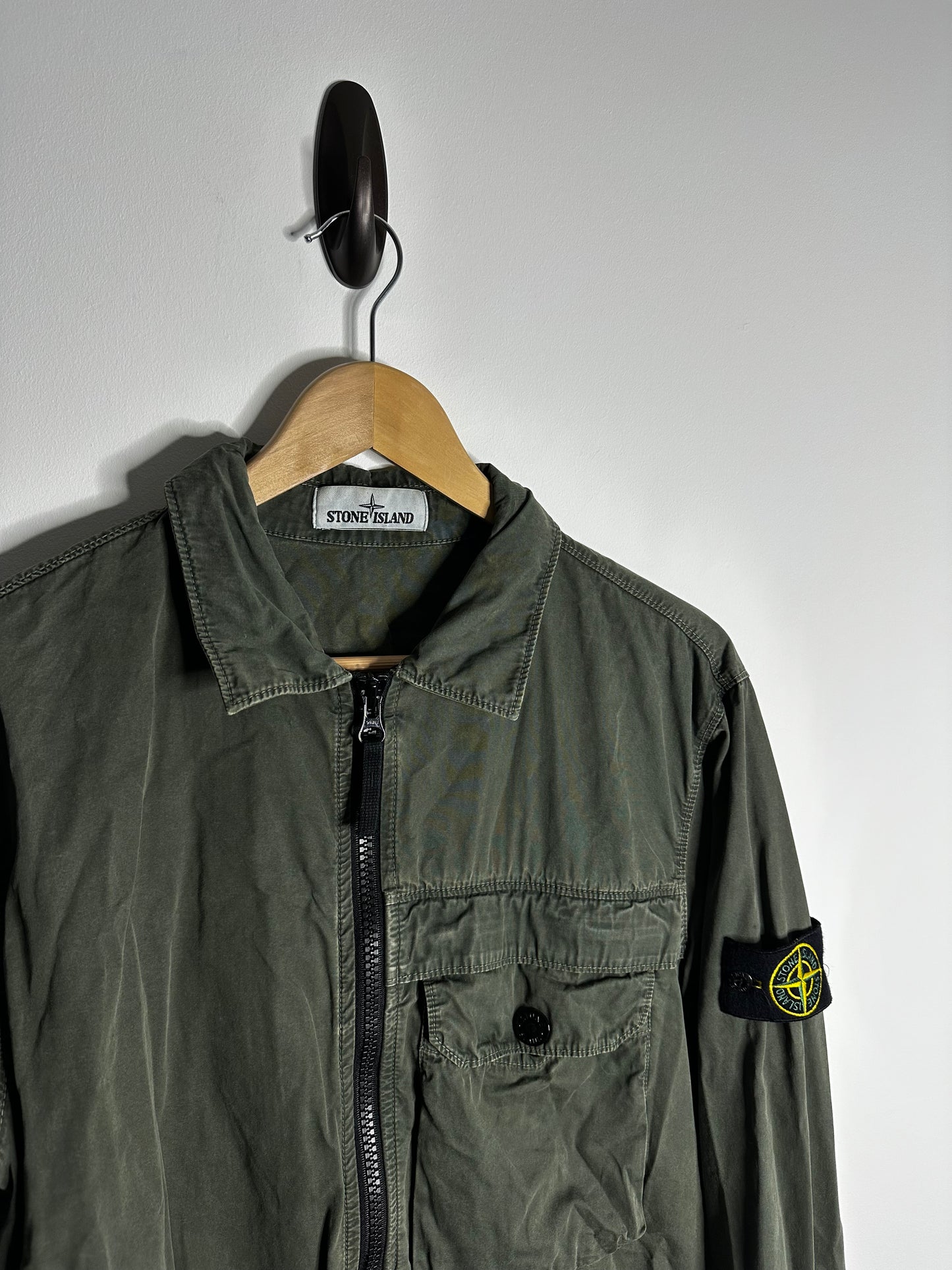 Stone Island Khaki Garment Dyed Overshirt - Large