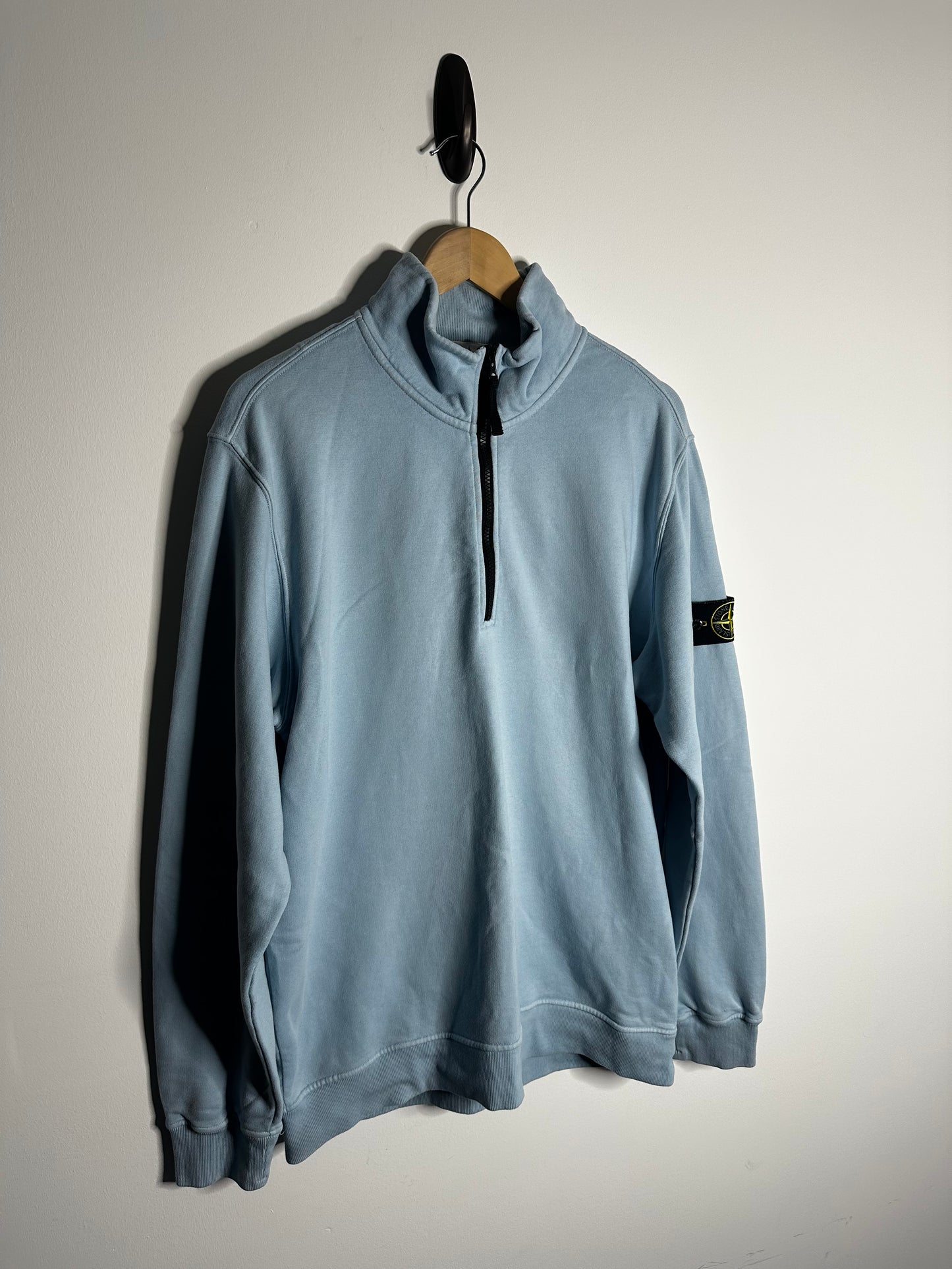 Stone Island Light Blue Quarter Zip Sweatshirt - Extra Large