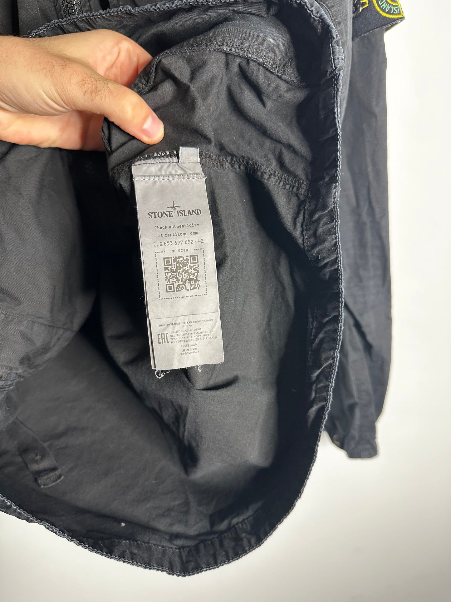 Stone Island Black Brushed Cotton Hooded Overshirt - Large