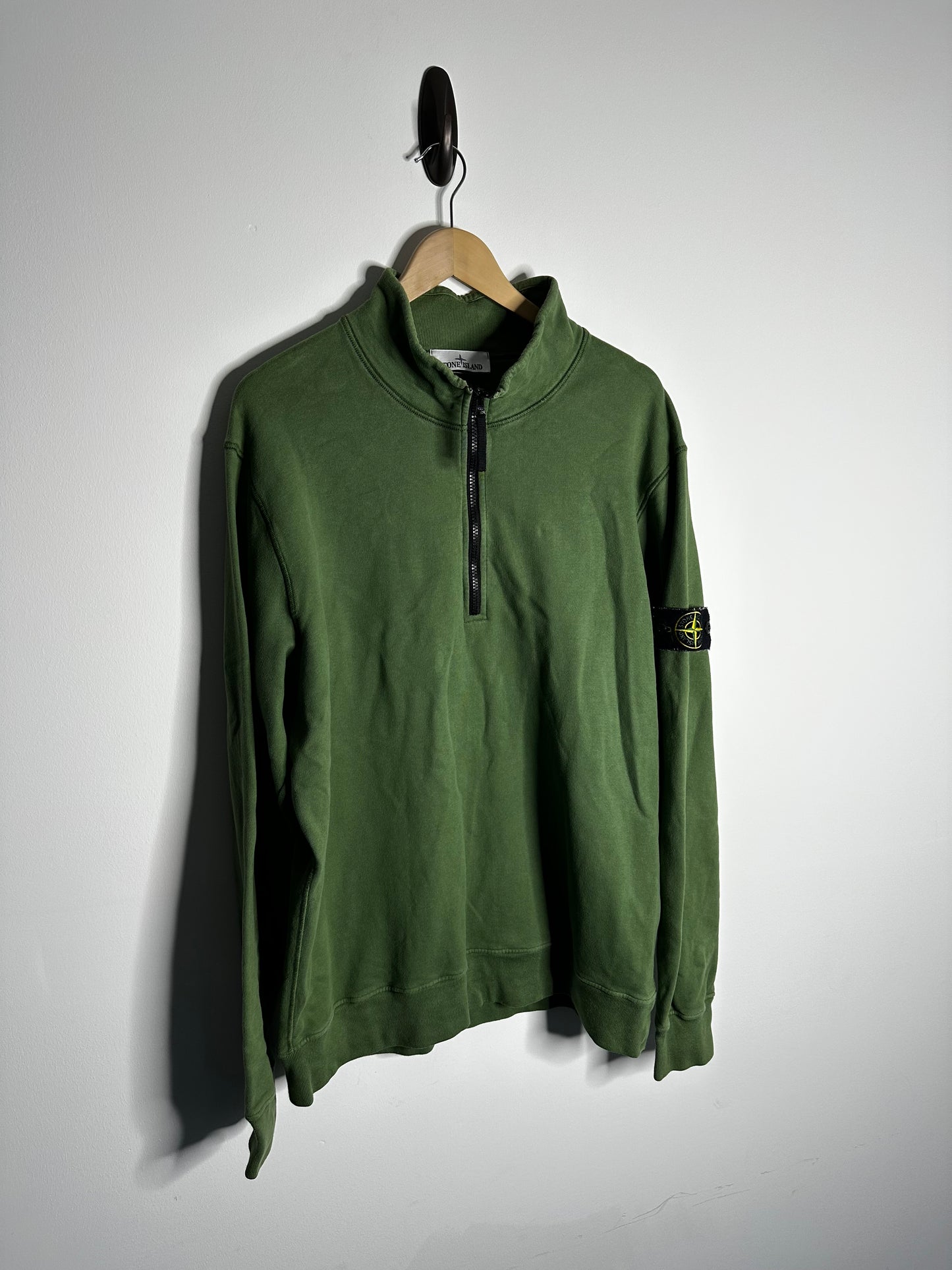 Stone Island Green Quarter Zip Sweatshirt - XXL