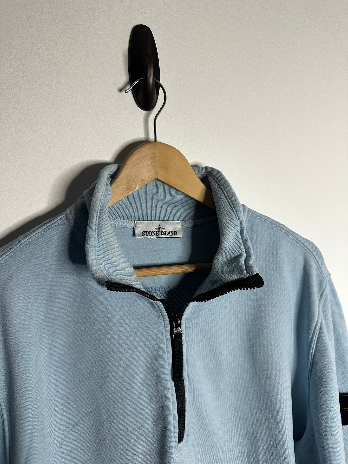 Stone Island Light Blue Quarter Zip Sweatshirt - Extra Large