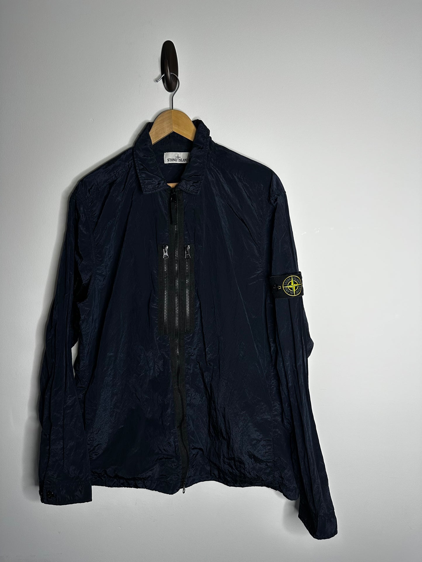 Stone Island Navy Nylon Metal Overshirt - Large