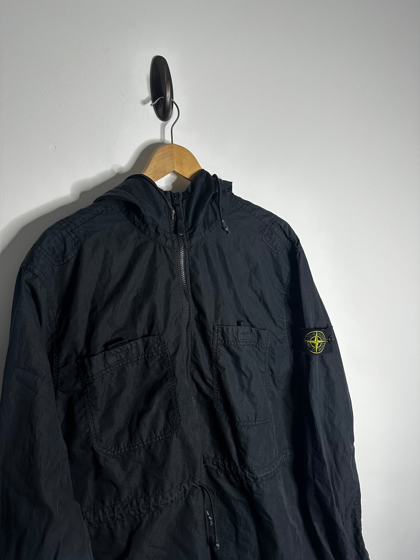 Stone Island Black LG Hooded Smock - Large