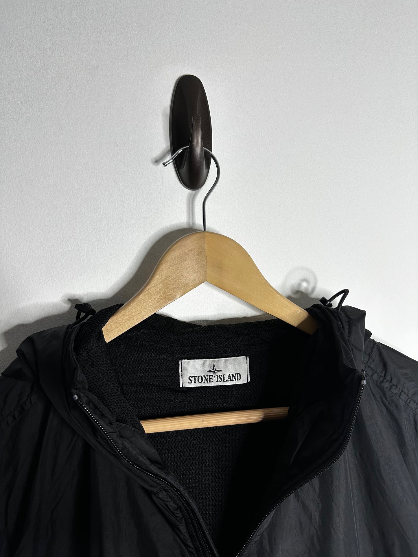 Stone Island Black Crinkle Reps R-NY Hooded Jacket - XXL