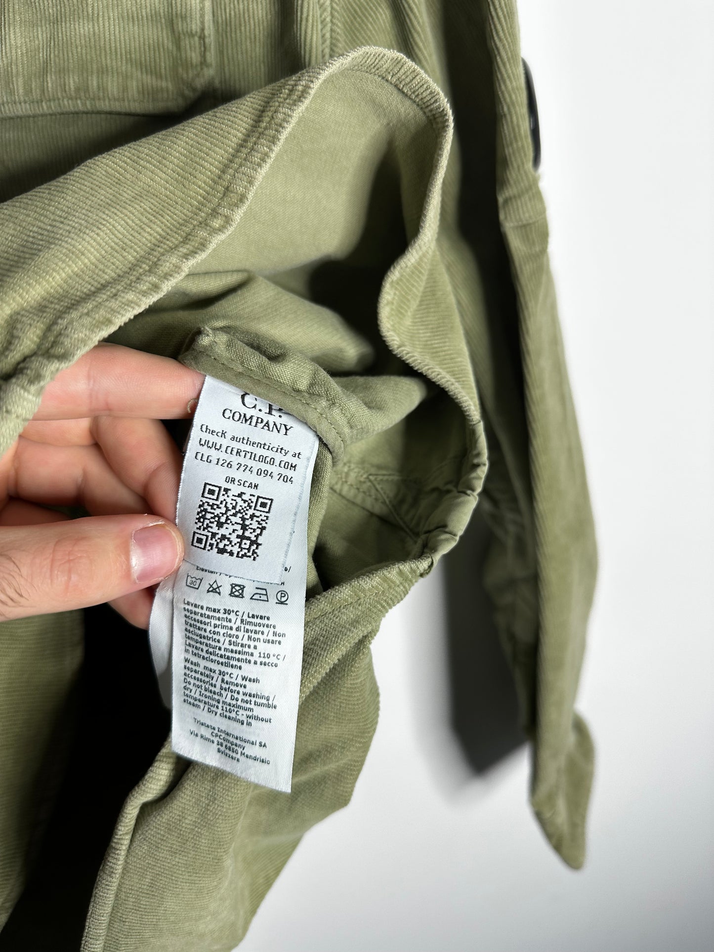 C.P. Company Green Corduroy Overshirt - Large