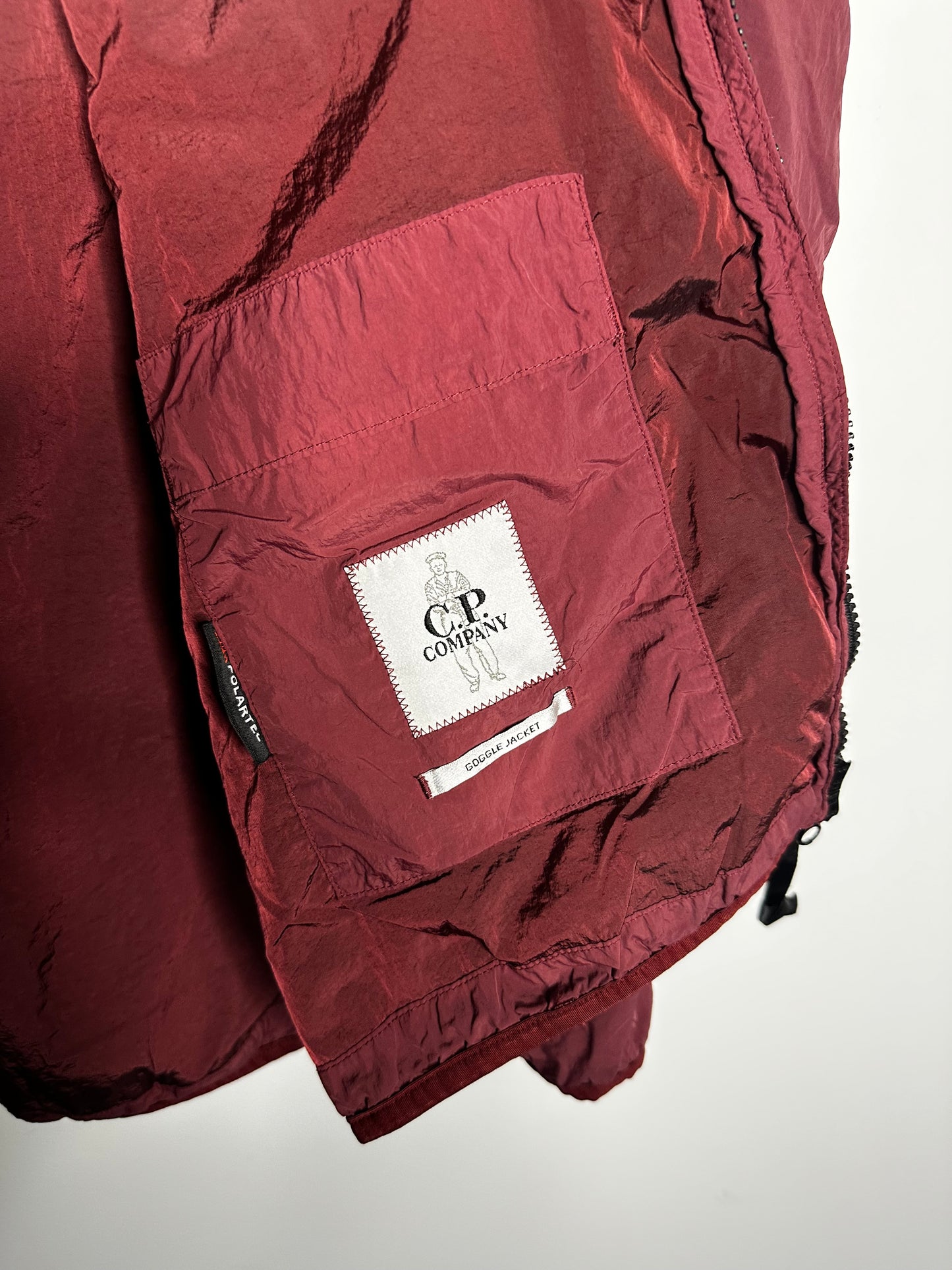 C.P. Company Burgundy G.D.P. Hooded Polartec Goggle Jacket - Extra Large