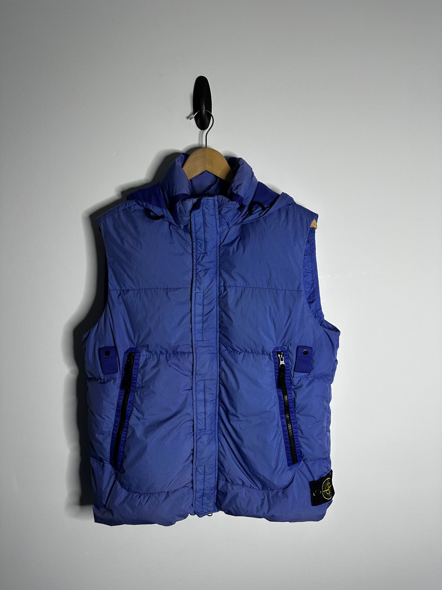 Stone Island Blue Garment Dyed Crinkle Reps NY Down Gilet - Medium
