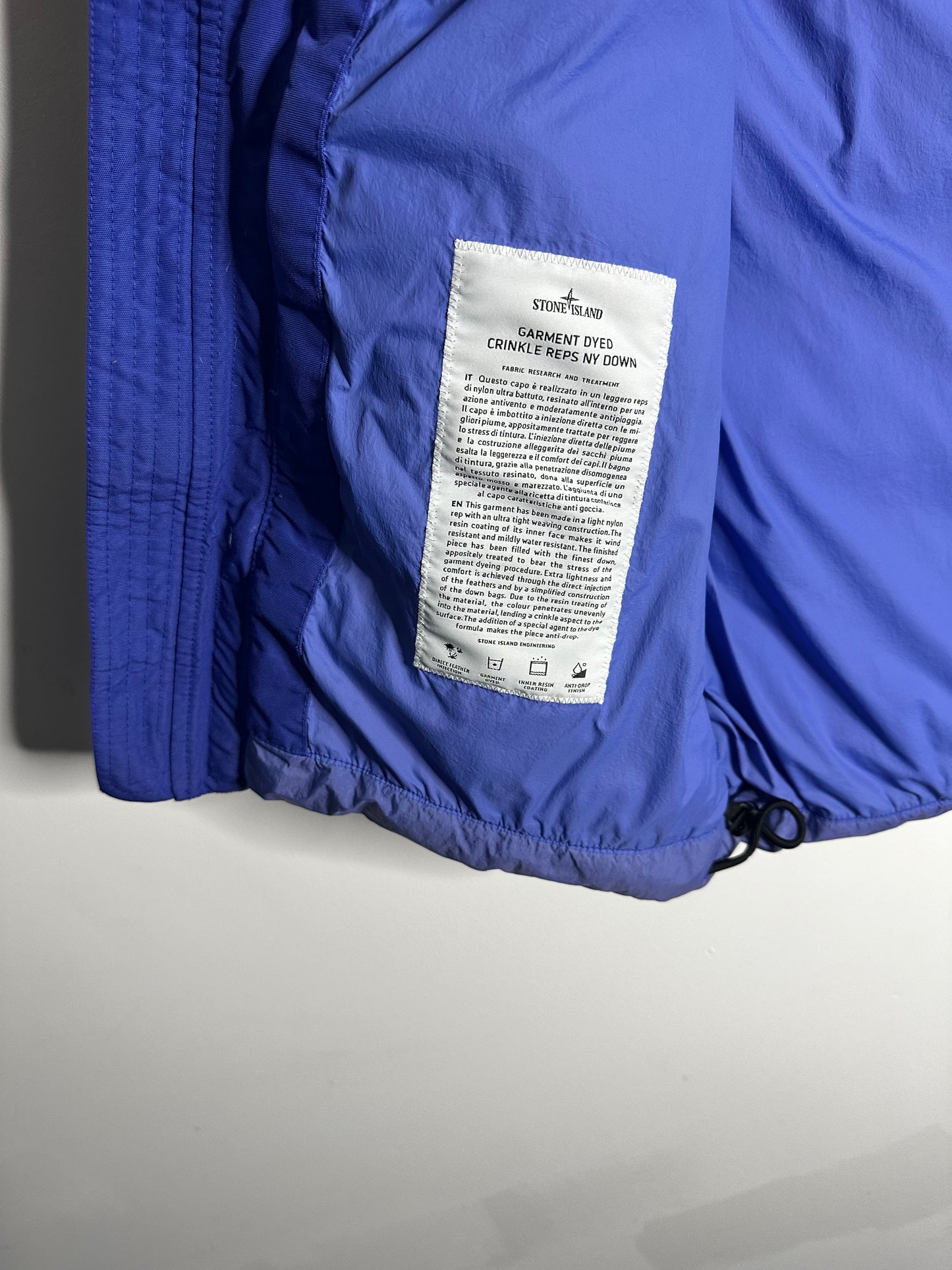 Stone Island Blue Garment Dyed Crinkle Reps NY Down Gilet - Medium
