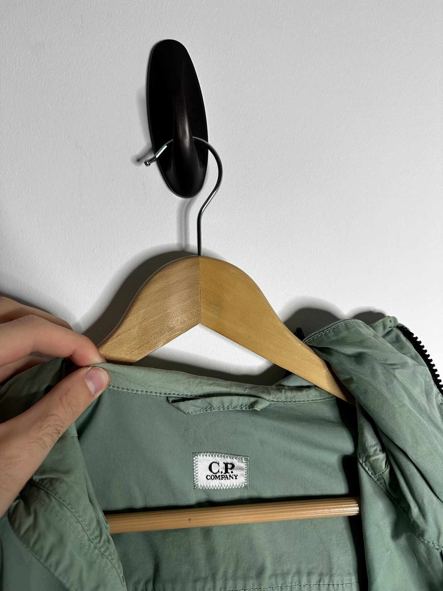 C.P. Company Green Gabardine Hooded Overshirt - Large