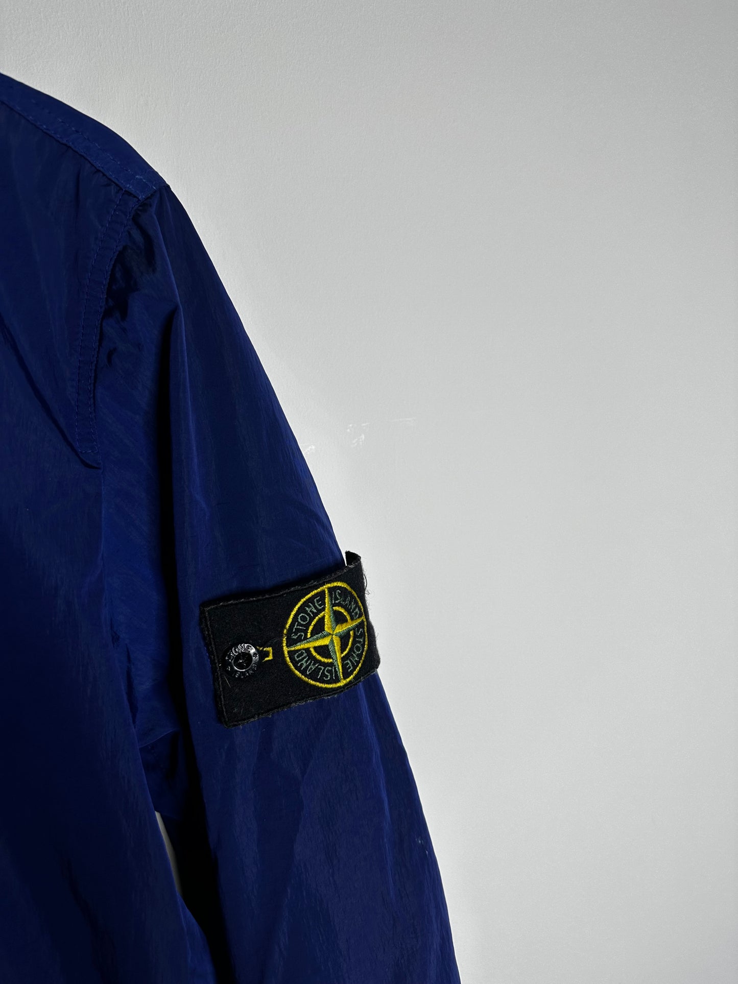 Stone Island Blue Nylon Metal Flock Hooded Jacket - Medium