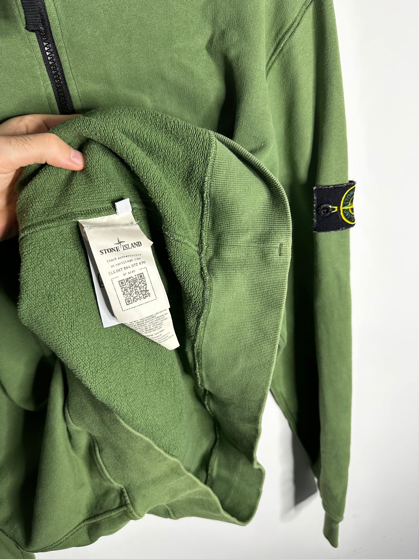 Stone Island Green Quarter Zip Sweatshirt - XXL