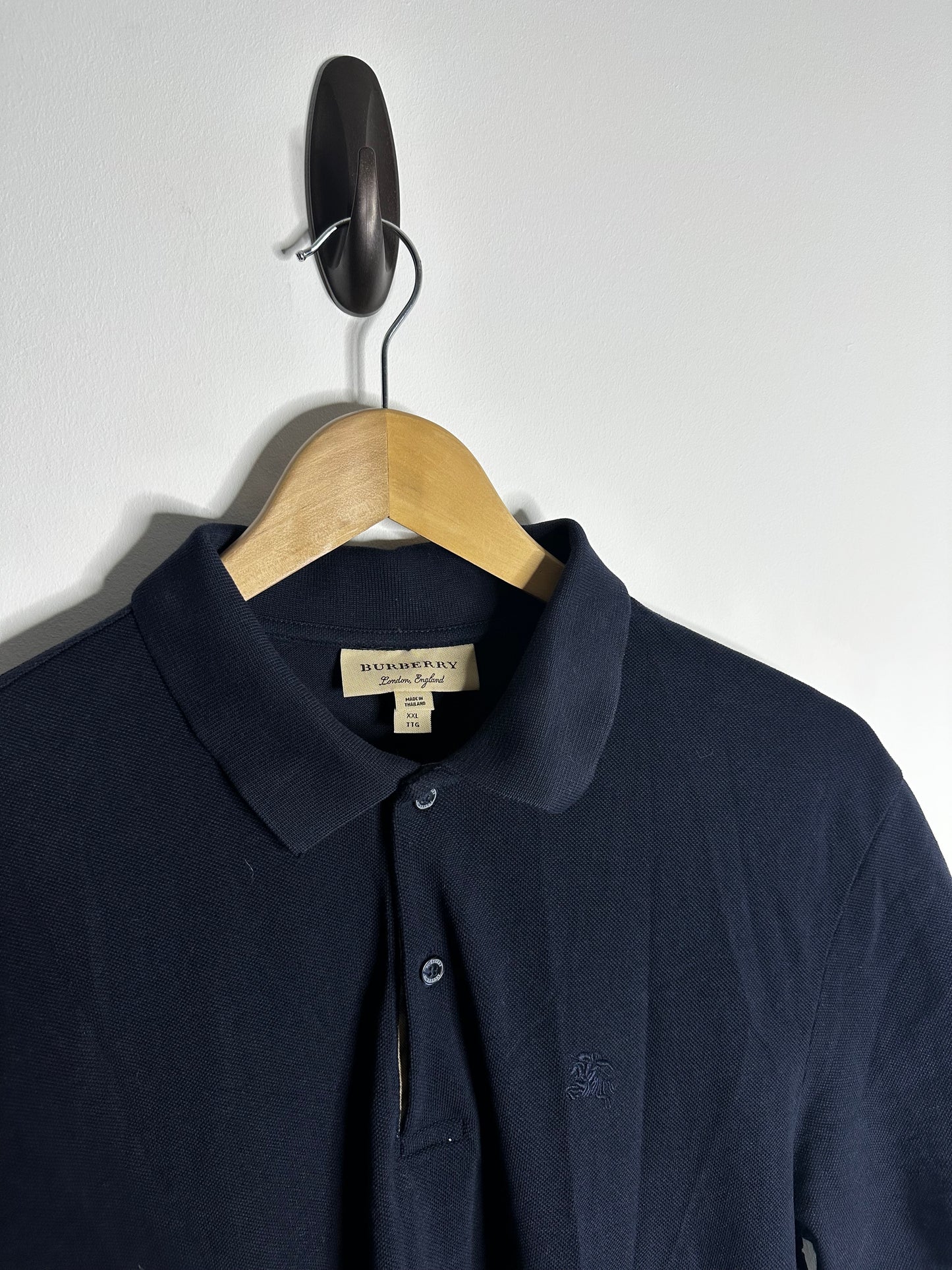 Burberry Navy Nova Check Collar Polo Shirt - XXL